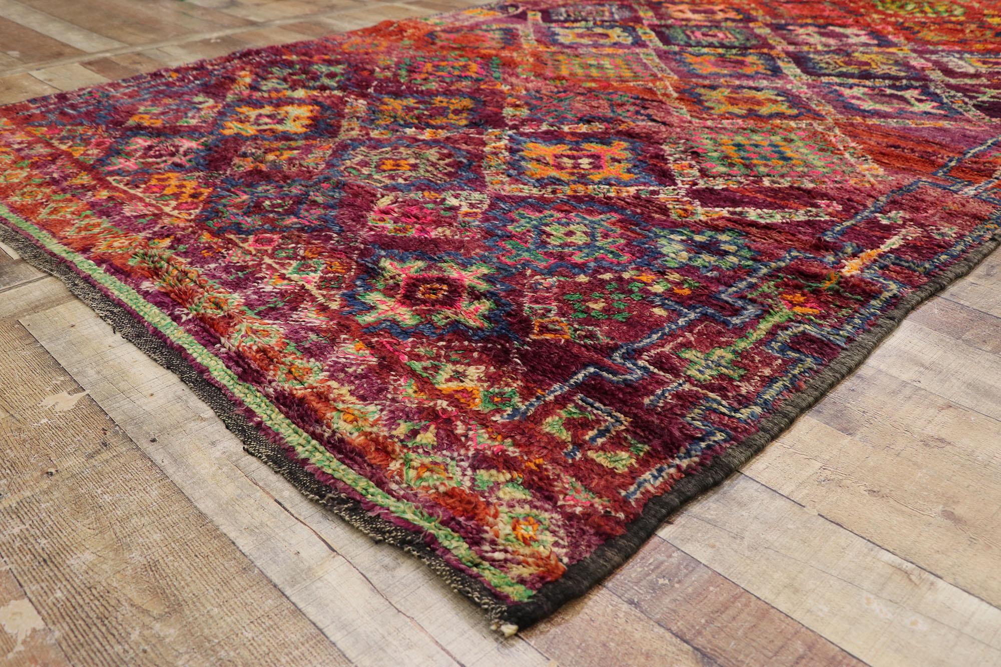 Wool Vintage Berber Beni M'Guild Moroccan Rug with Bohemian Style