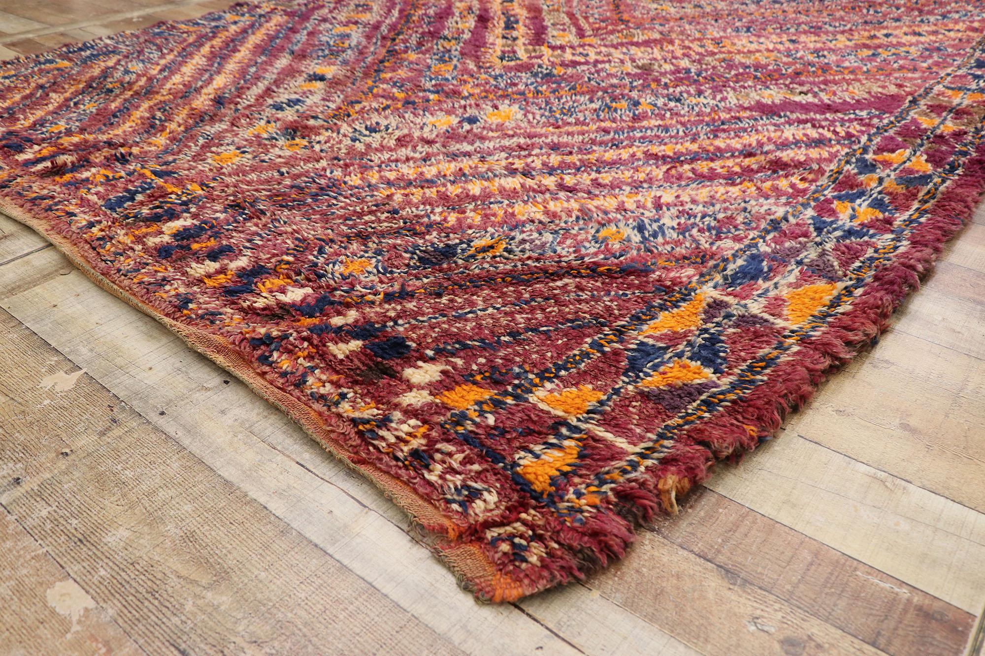 Wool Vintage Berber Beni M'Guild Moroccan Rug with Bohemian Style For Sale