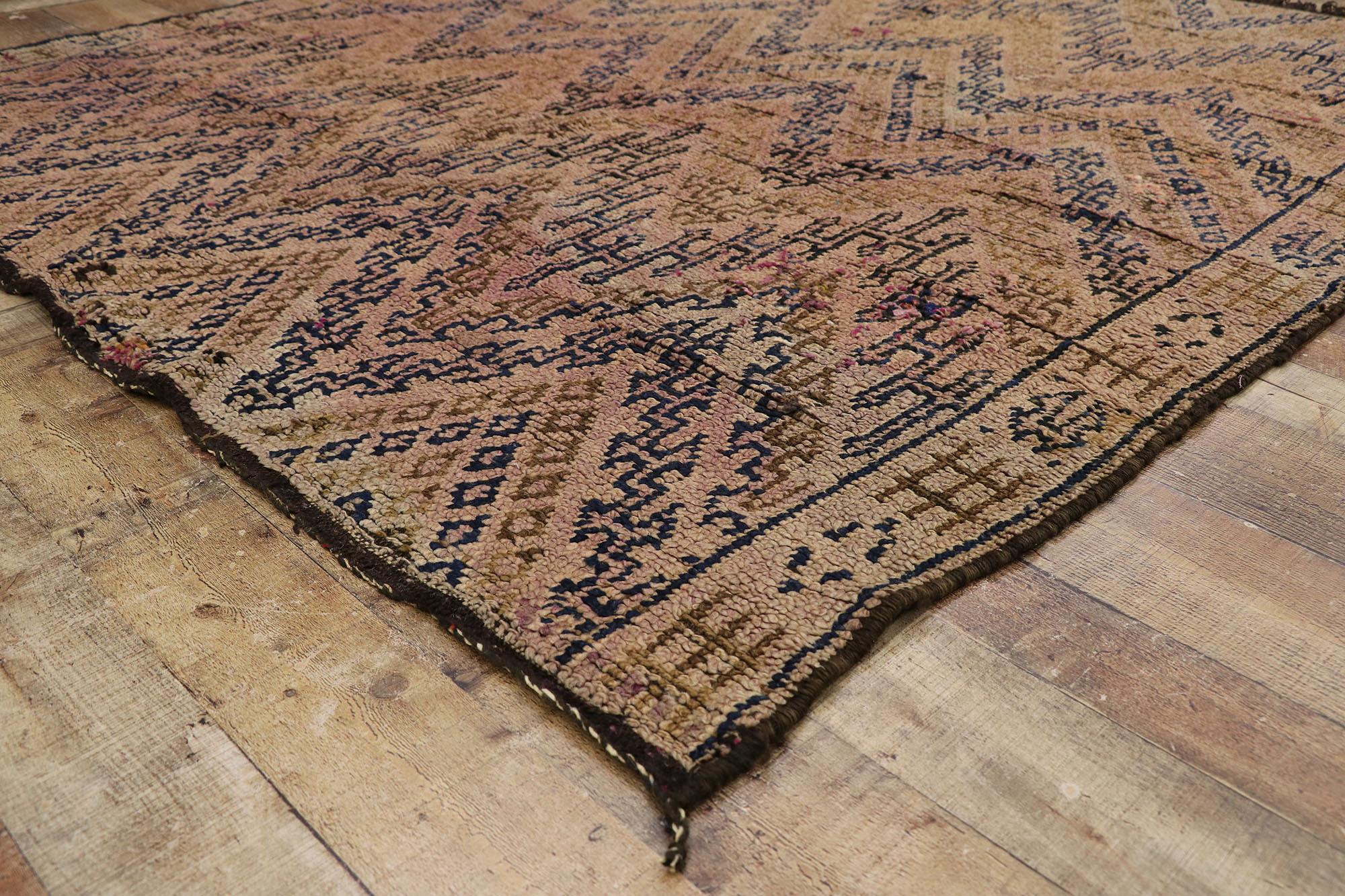 Wool Vintage Berber Beni M'Guild Moroccan Rug with Bohemian Style