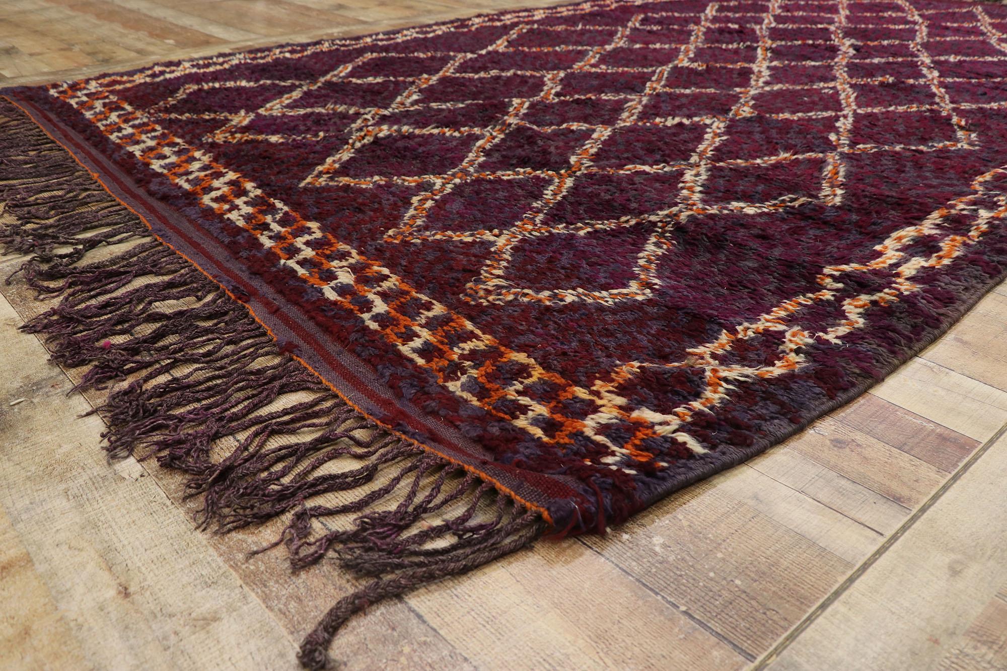 Wool Vintage Berber Beni M'guild Moroccan Rug with Bohemian Style For Sale