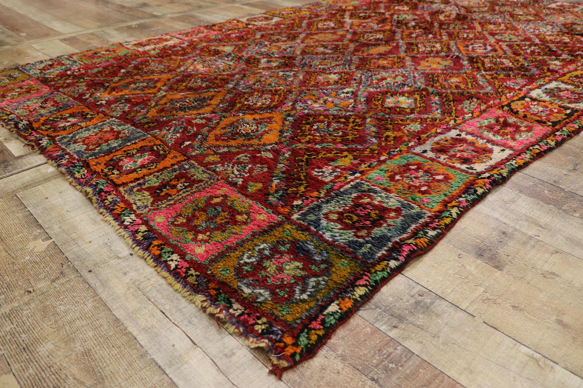 Wool Vintage Berber Beni M'Guild Moroccan Rug with Bohemian Style For Sale