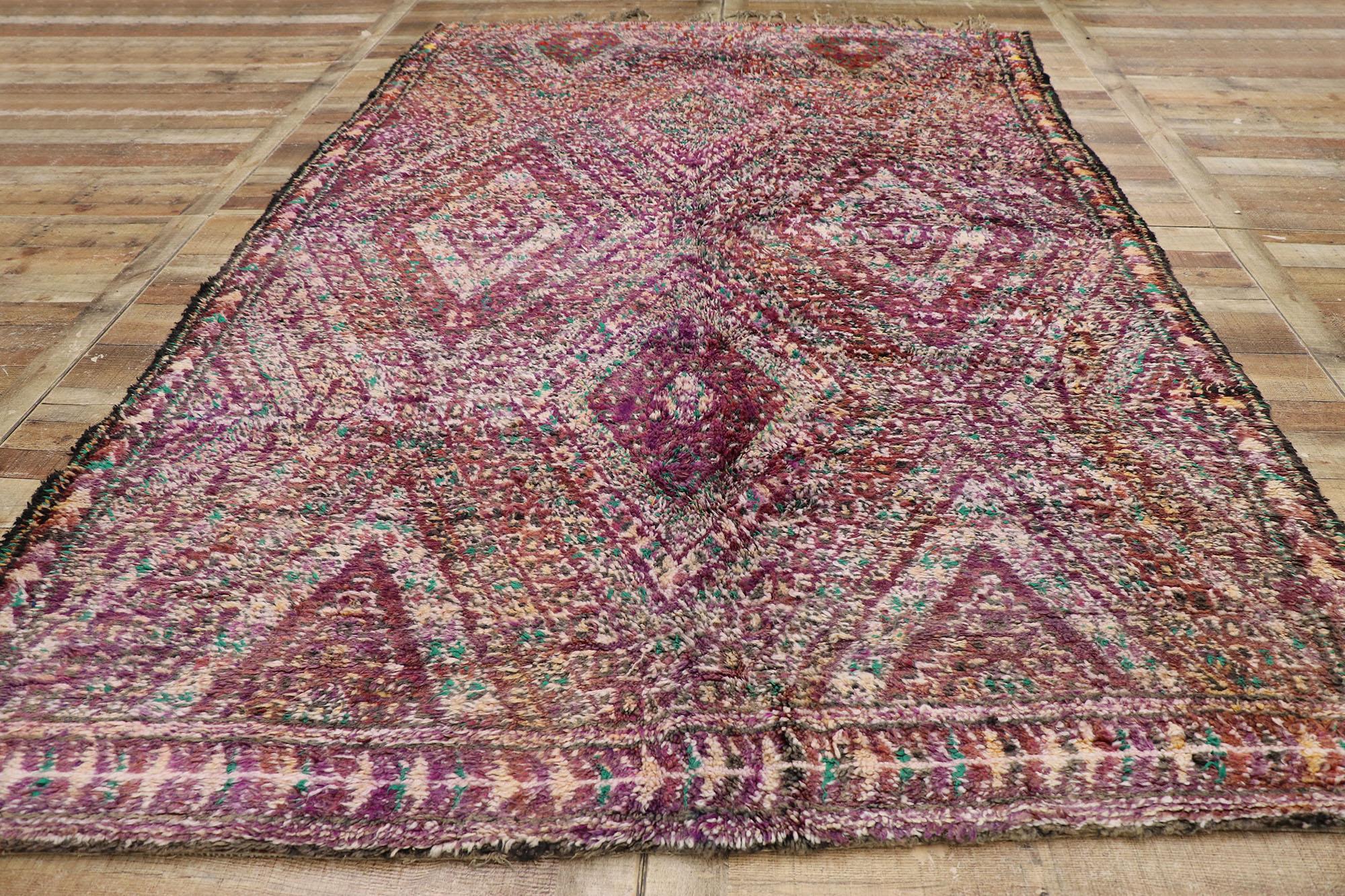 Vintage Berber Beni M'Guild Moroccan Rug with Bohemian Style For Sale 1
