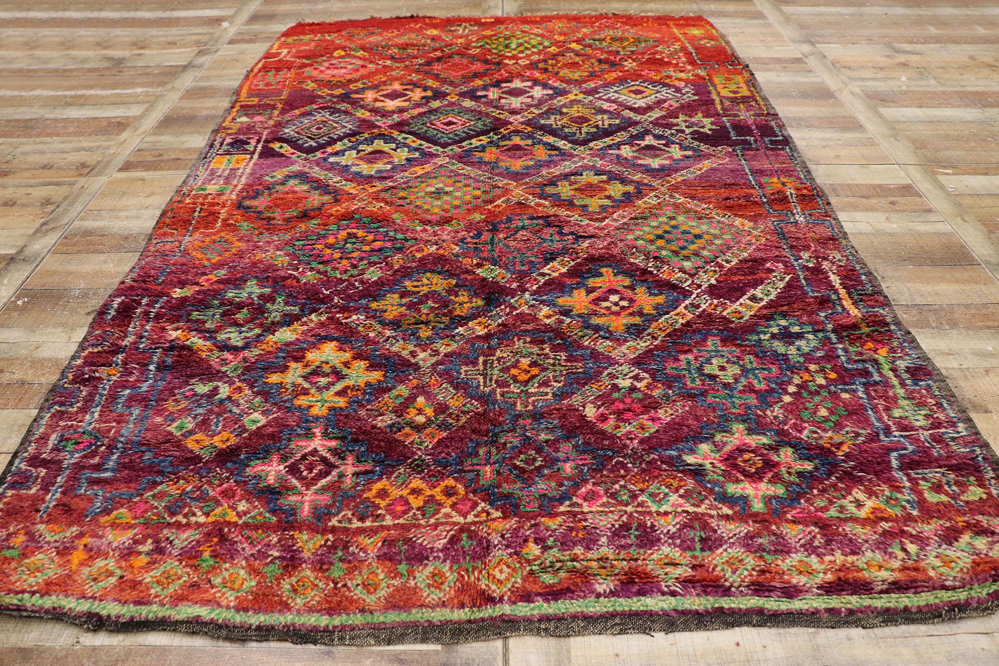 Vintage Berber Beni M'Guild Moroccan Rug with Bohemian Style 1