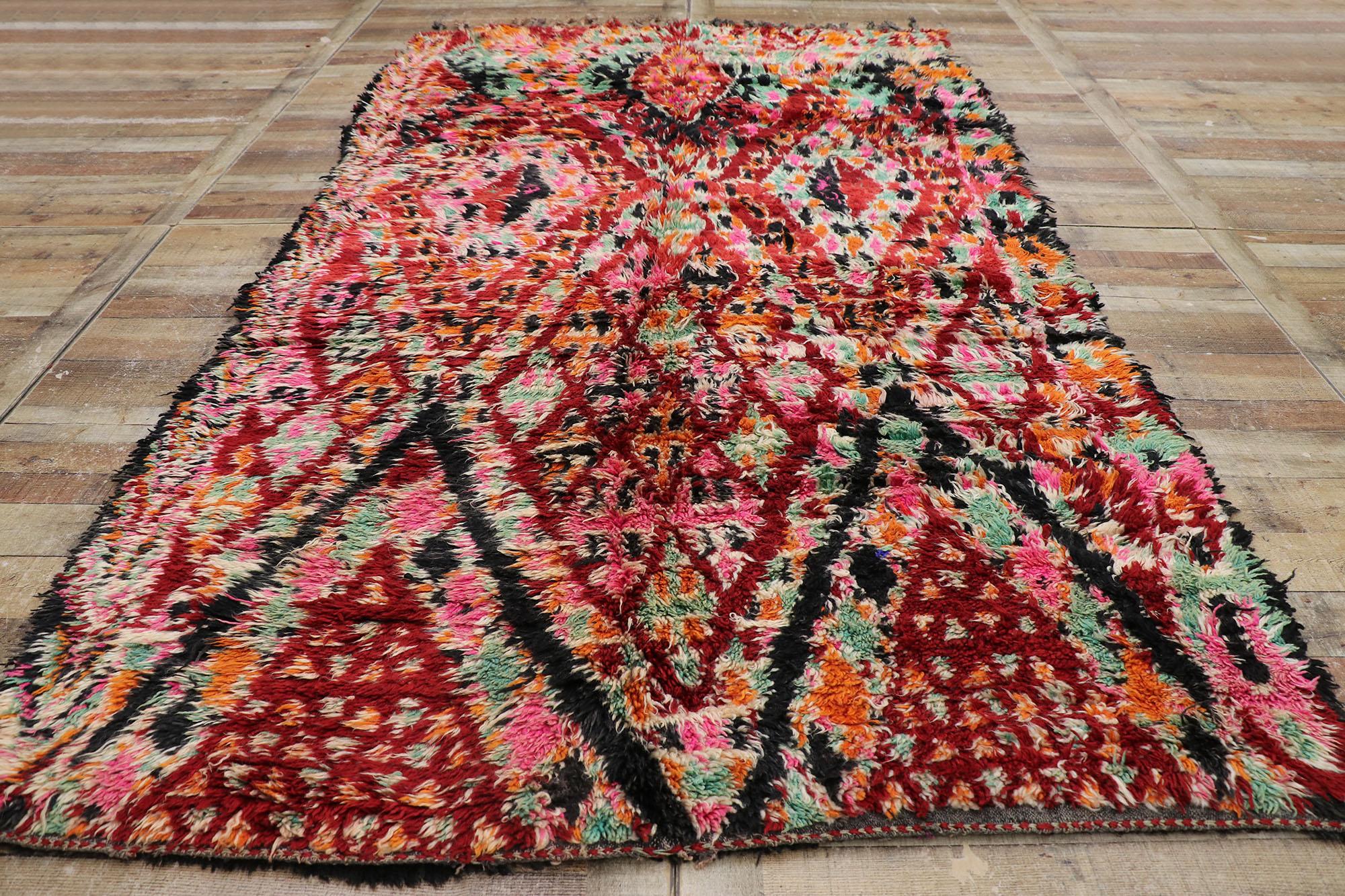 Vintage Berber Beni M'Guild Moroccan Rug with Bohemian Style For Sale 1