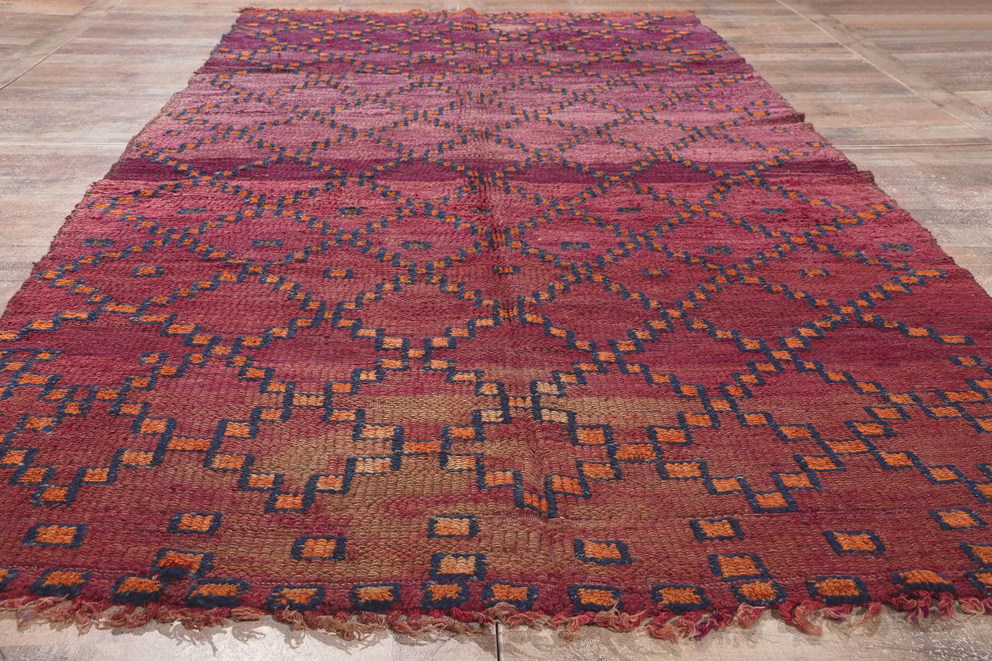 Vintage Purple Beni MGuild Moroccan Rug, Tribal Enchantment Meets Boho Chic For Sale 1