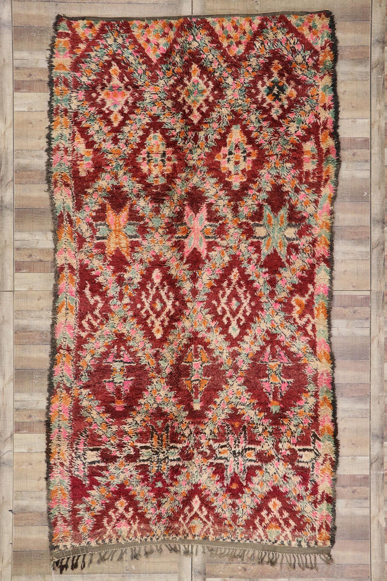 Vintage Berber Beni M'Guild Moroccan Rug with Bohemian Style For Sale 2