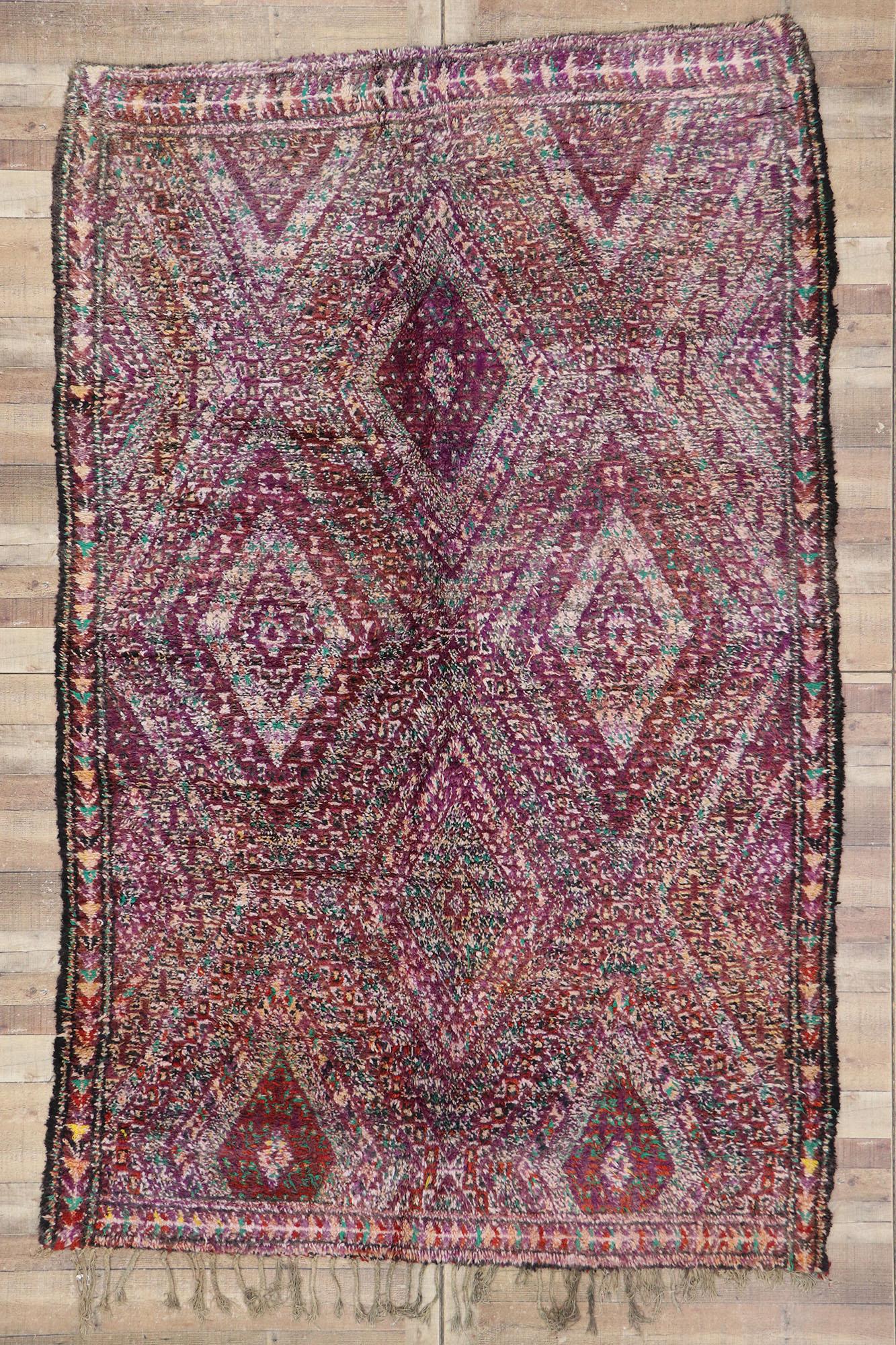 Vintage Berber Beni M'Guild Moroccan Rug with Bohemian Style For Sale 2
