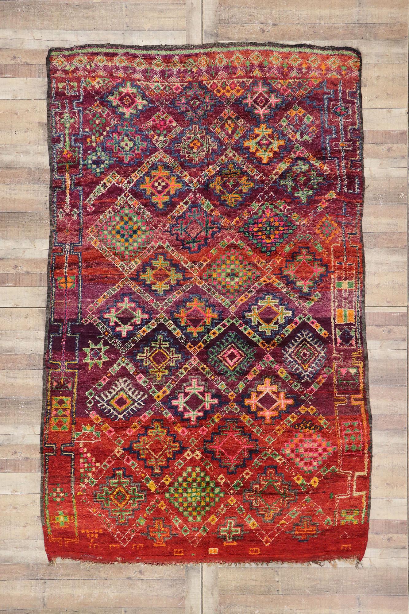 Vintage Berber Beni M'Guild Moroccan Rug with Bohemian Style 2
