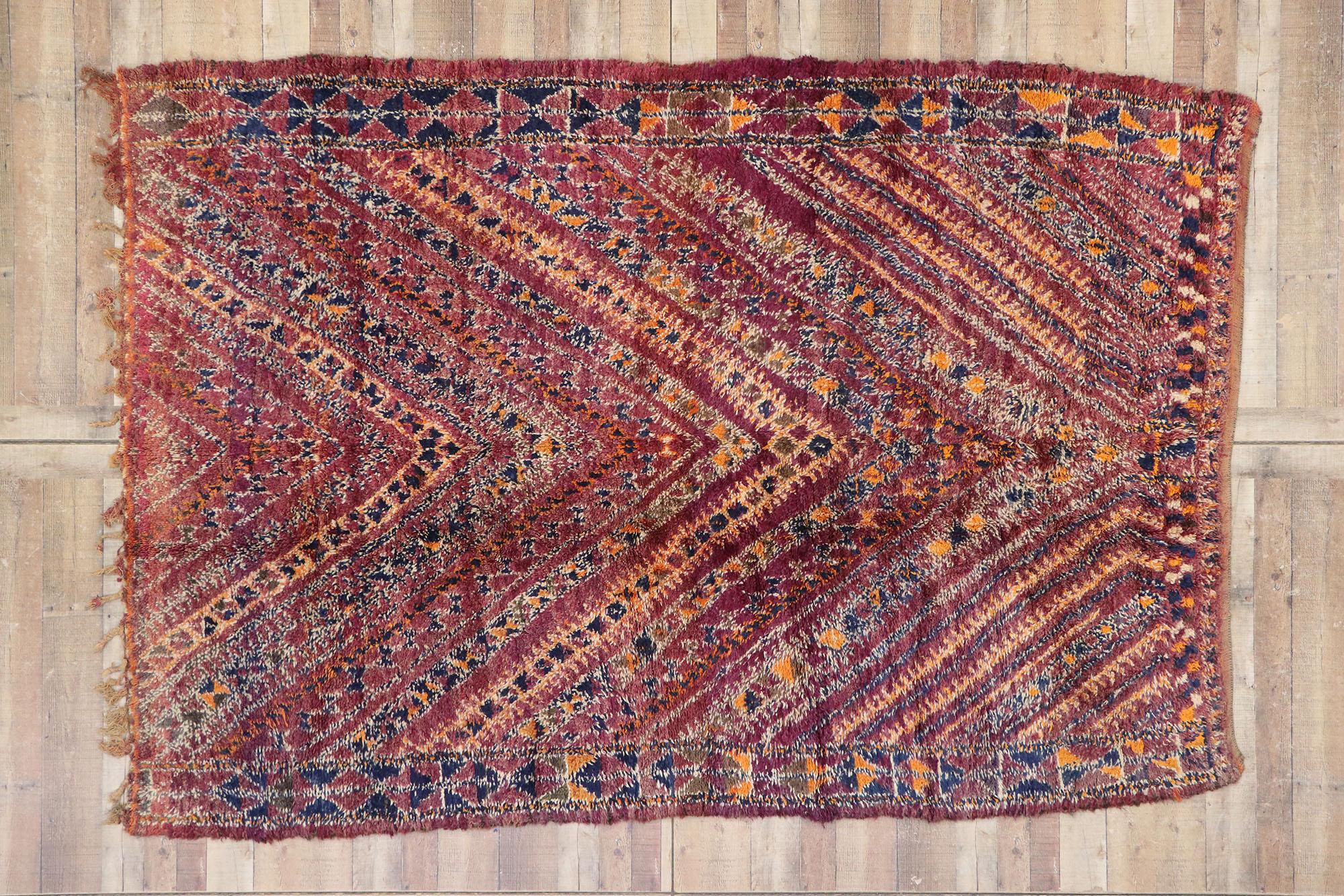 Vintage Berber Beni M'Guild Moroccan Rug with Bohemian Style For Sale 2