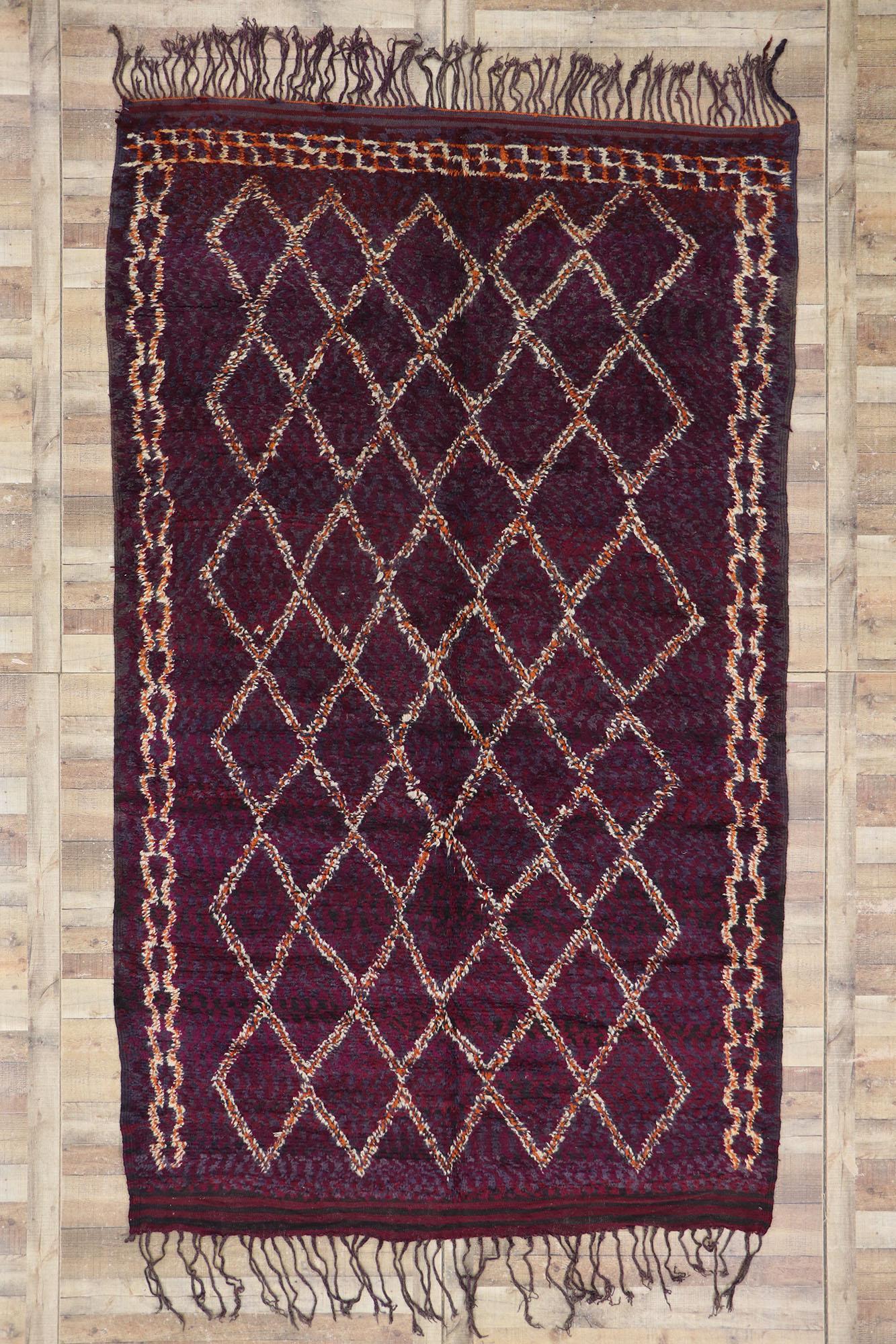 Alfombra Vintage Bereber Beni M'Guild Marroquí de Estilo Bohemio en venta 2