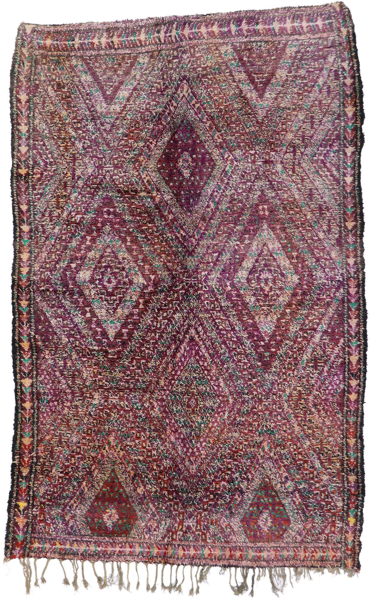 Alfombra Vintage Bereber Beni M'Guild Marroquí de Estilo Bohemio en venta 3