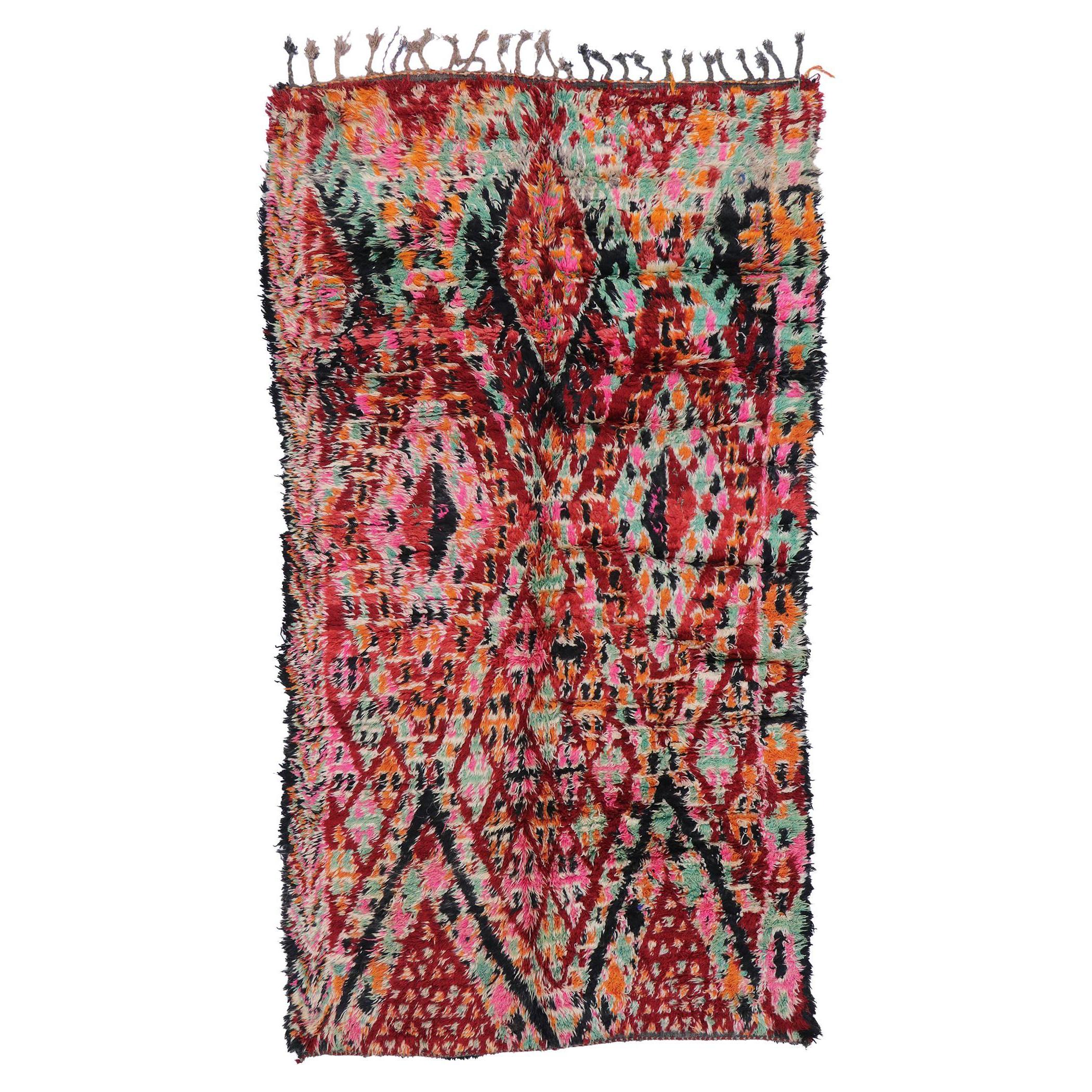 Vintage Berber Beni M'Guild Moroccan Rug with Bohemian Style For Sale
