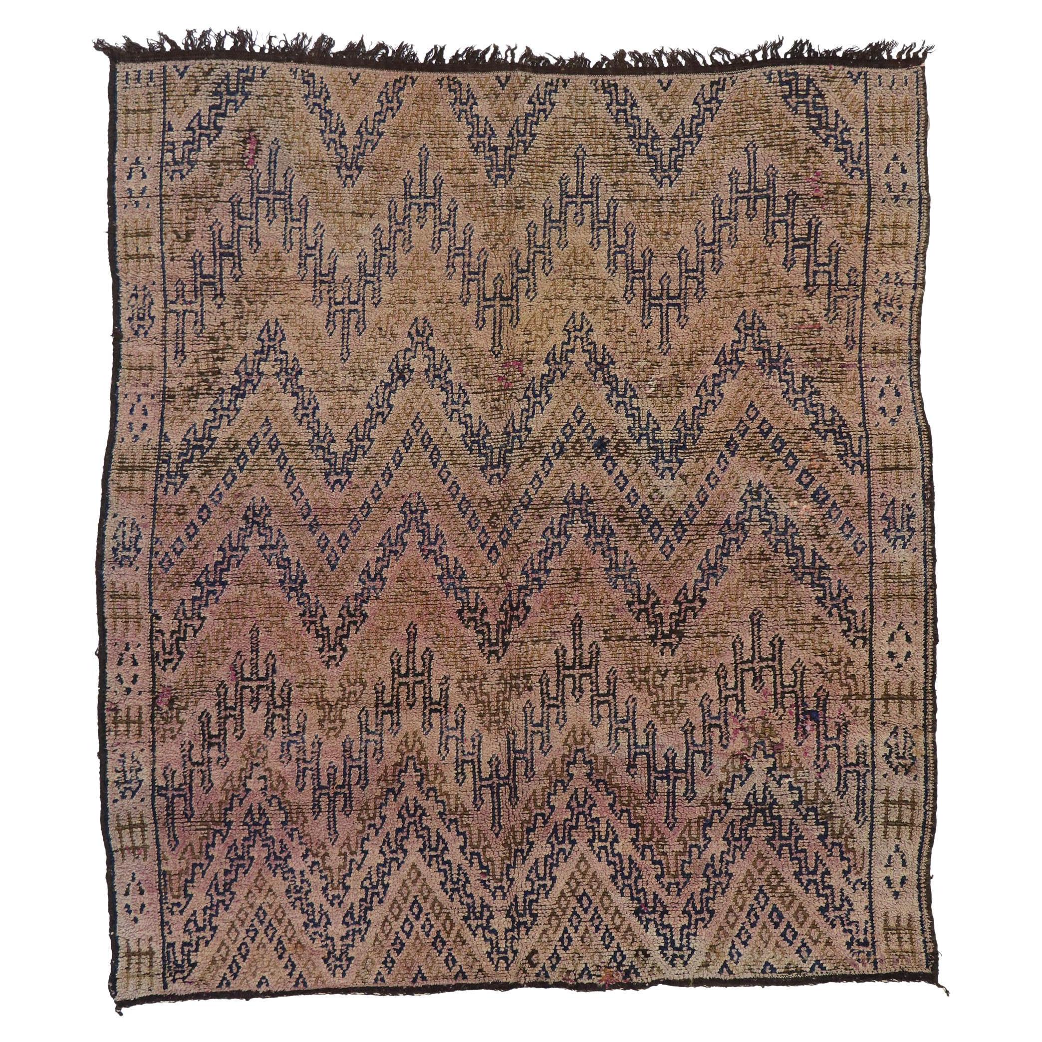 Vintage Beni M'Guild Moroccan Rug with Bohemian Memphis Style, Berber Area Rug For Sale at 1stDibs