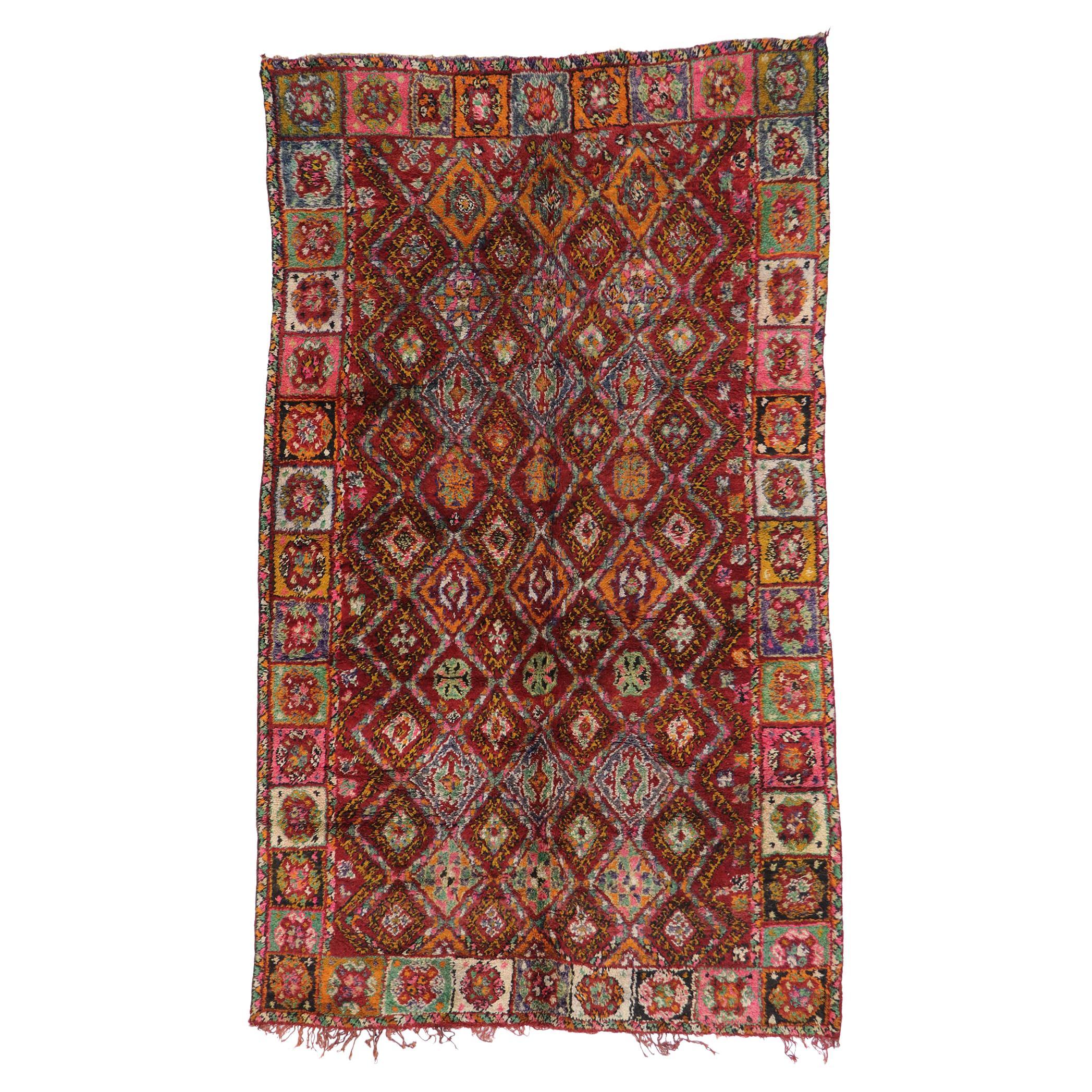 Tapis marocain vintage de la guilde Beni M'Guild berbère avec style bohème