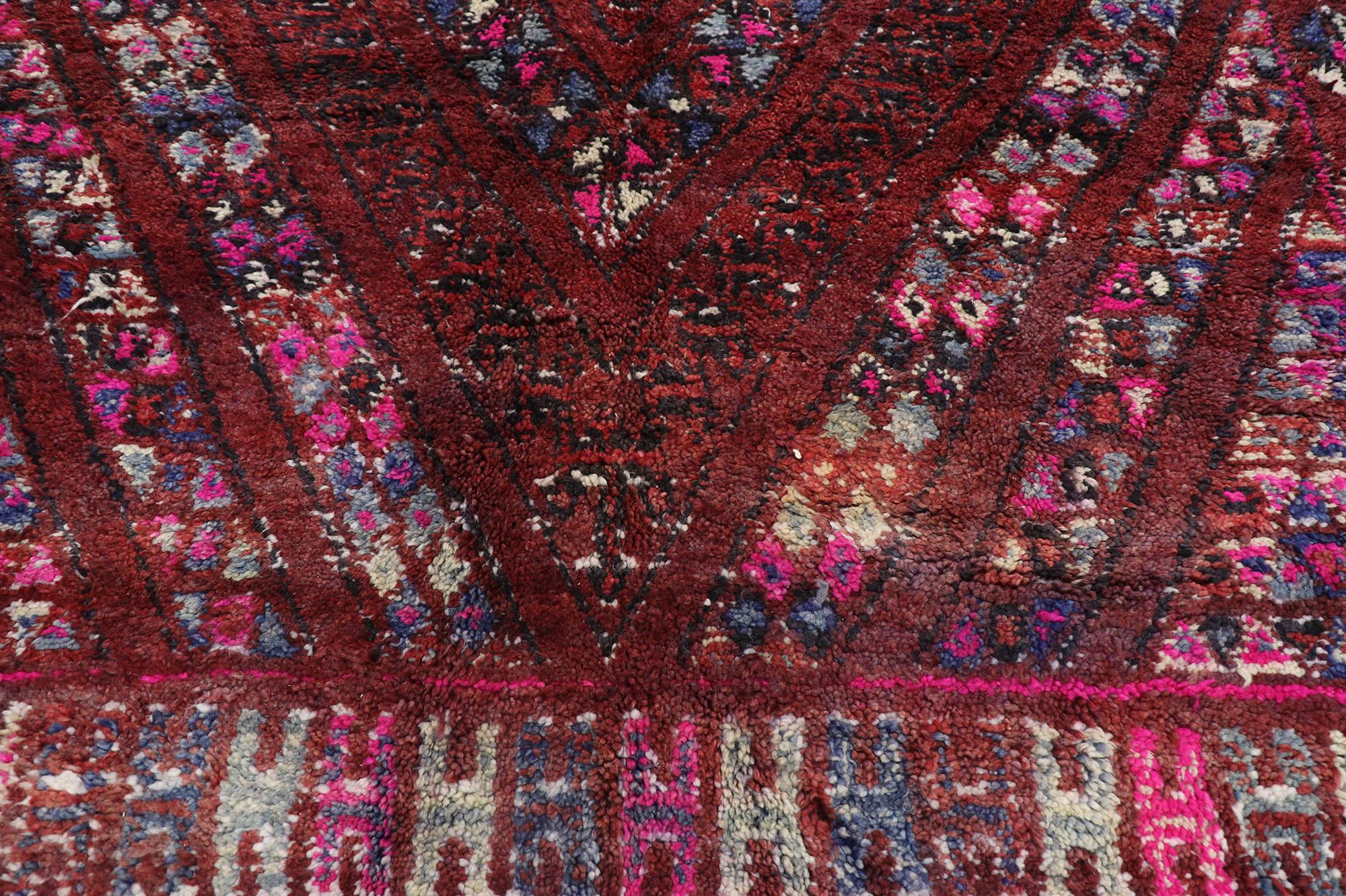 Vintage Berber Beni M'Guild Moroccan Rug with Bohemian Tribal Style In Good Condition For Sale In Dallas, TX