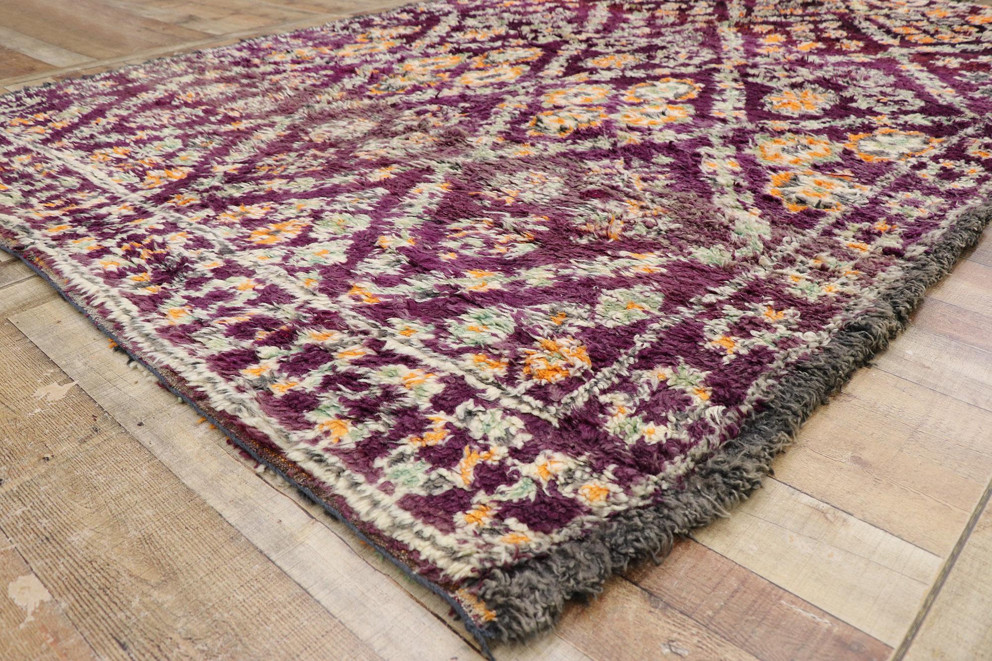 Wool Vintage Berber Beni M'Guild Moroccan Rug with Bohemian Tribal Style For Sale