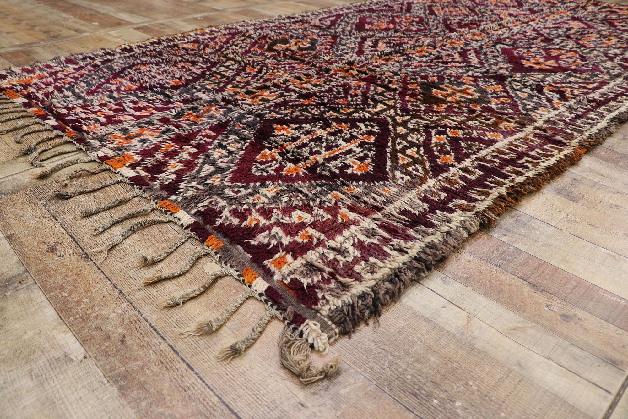 Wool Vintage Berber Beni M'Guild Moroccan Rug with Bohemian Tribal Style For Sale
