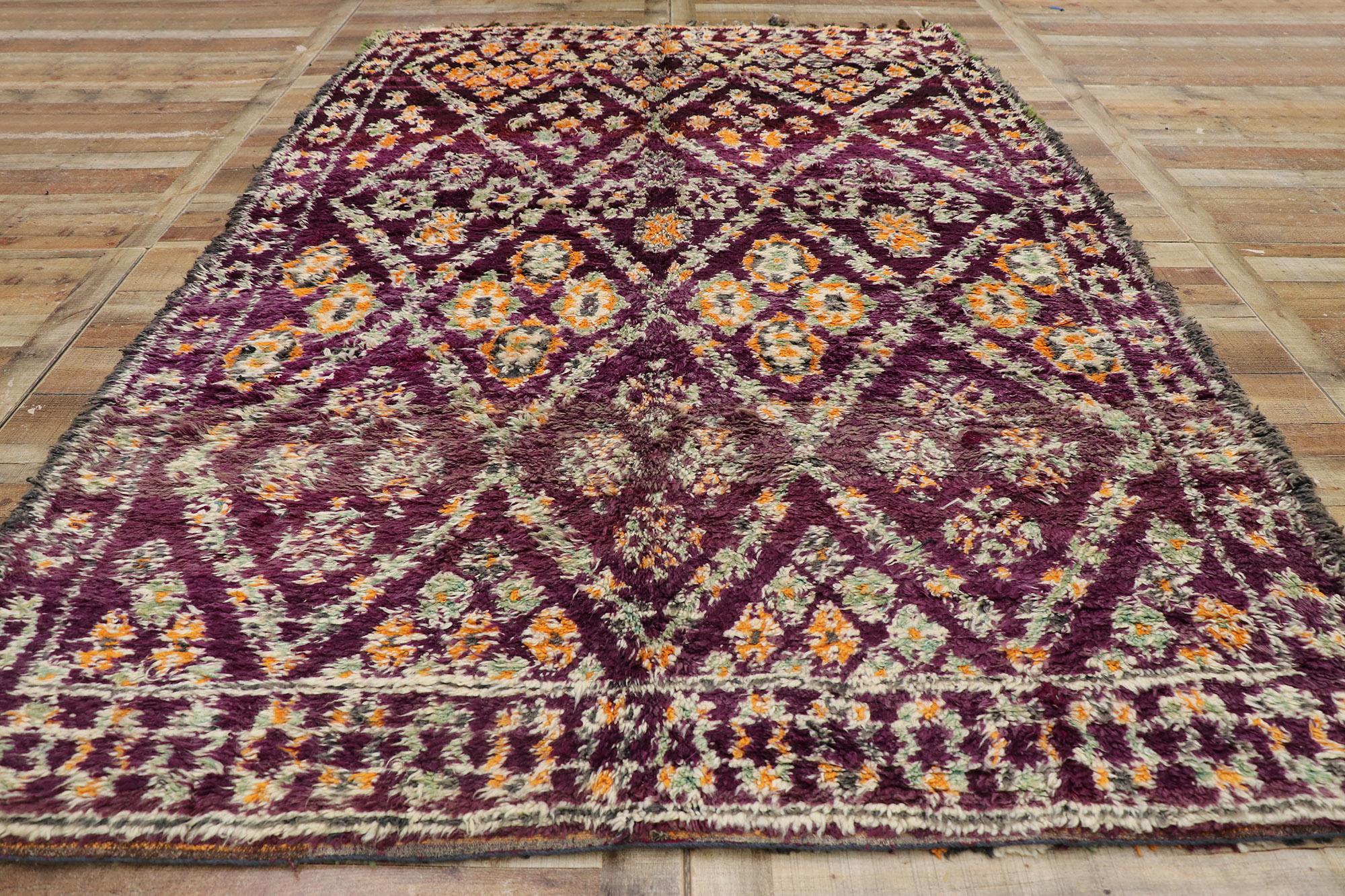 Vintage Berber Beni M'Guild Moroccan Rug with Bohemian Tribal Style For Sale 1