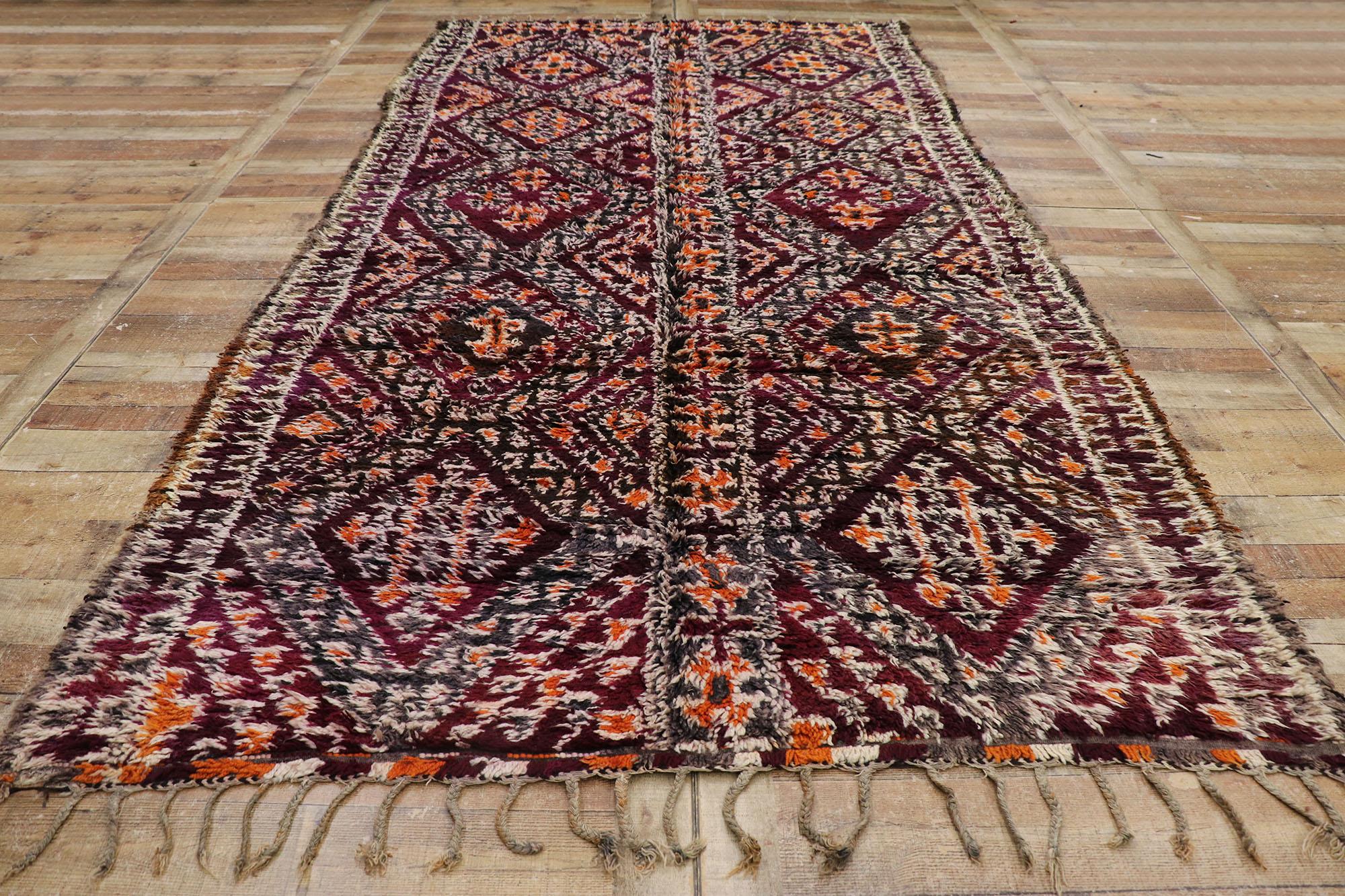 Vintage Berber Beni M'Guild Moroccan Rug with Bohemian Tribal Style For Sale 1