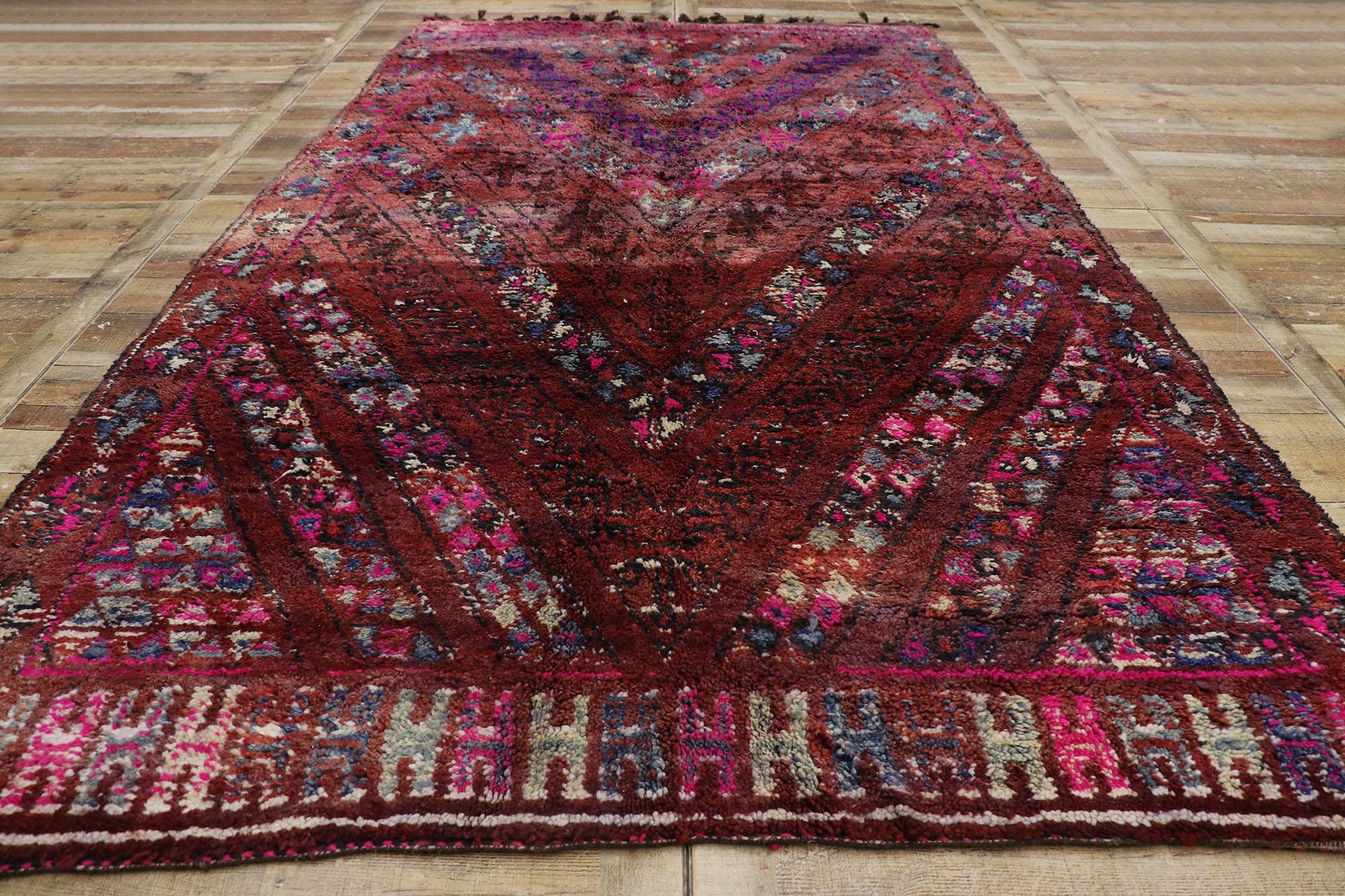 Vintage Berber Beni M'Guild Moroccan Rug with Bohemian Tribal Style For Sale 1