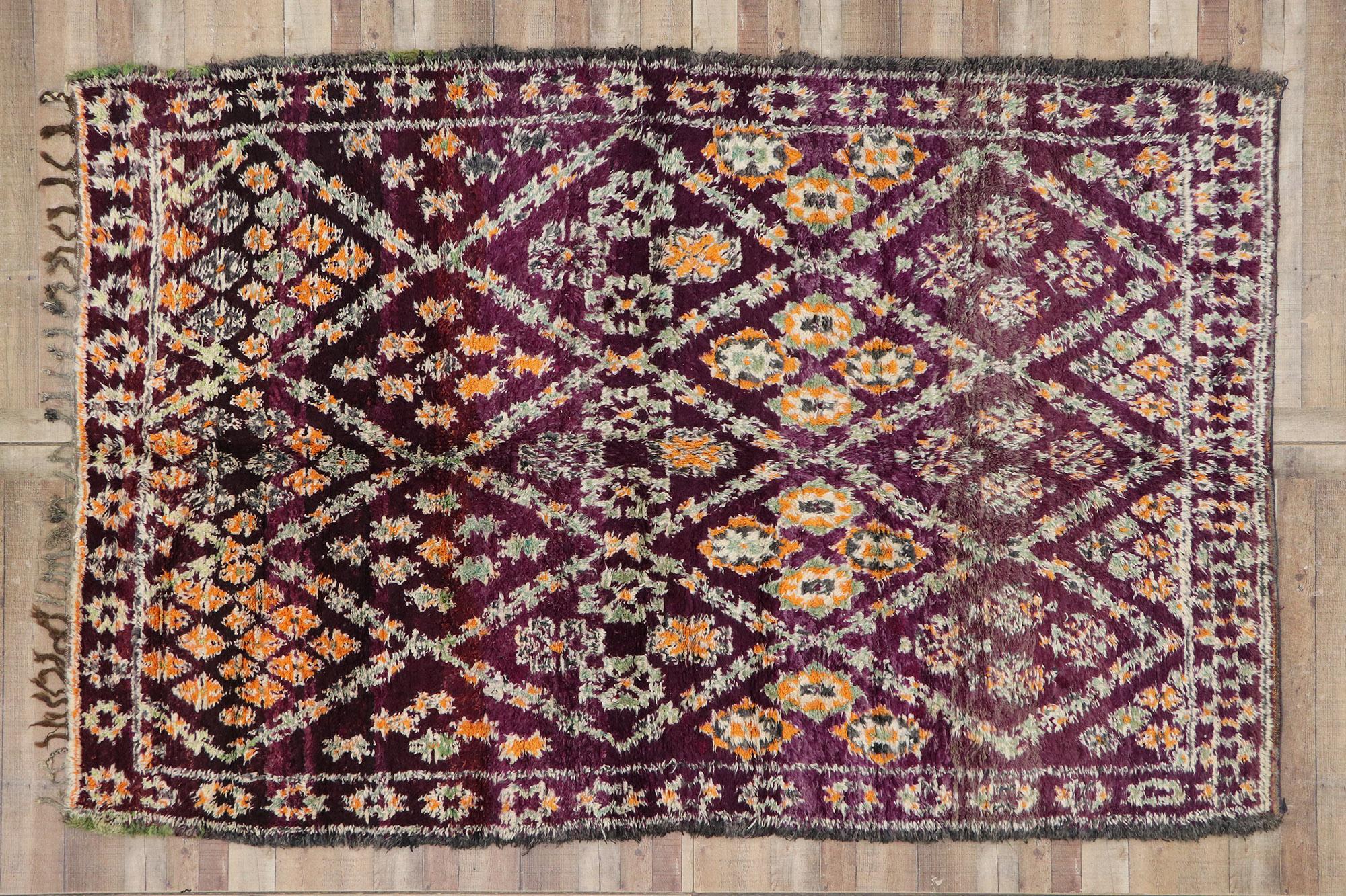 Vintage Berber Beni M'Guild Moroccan Rug with Bohemian Tribal Style For Sale 2