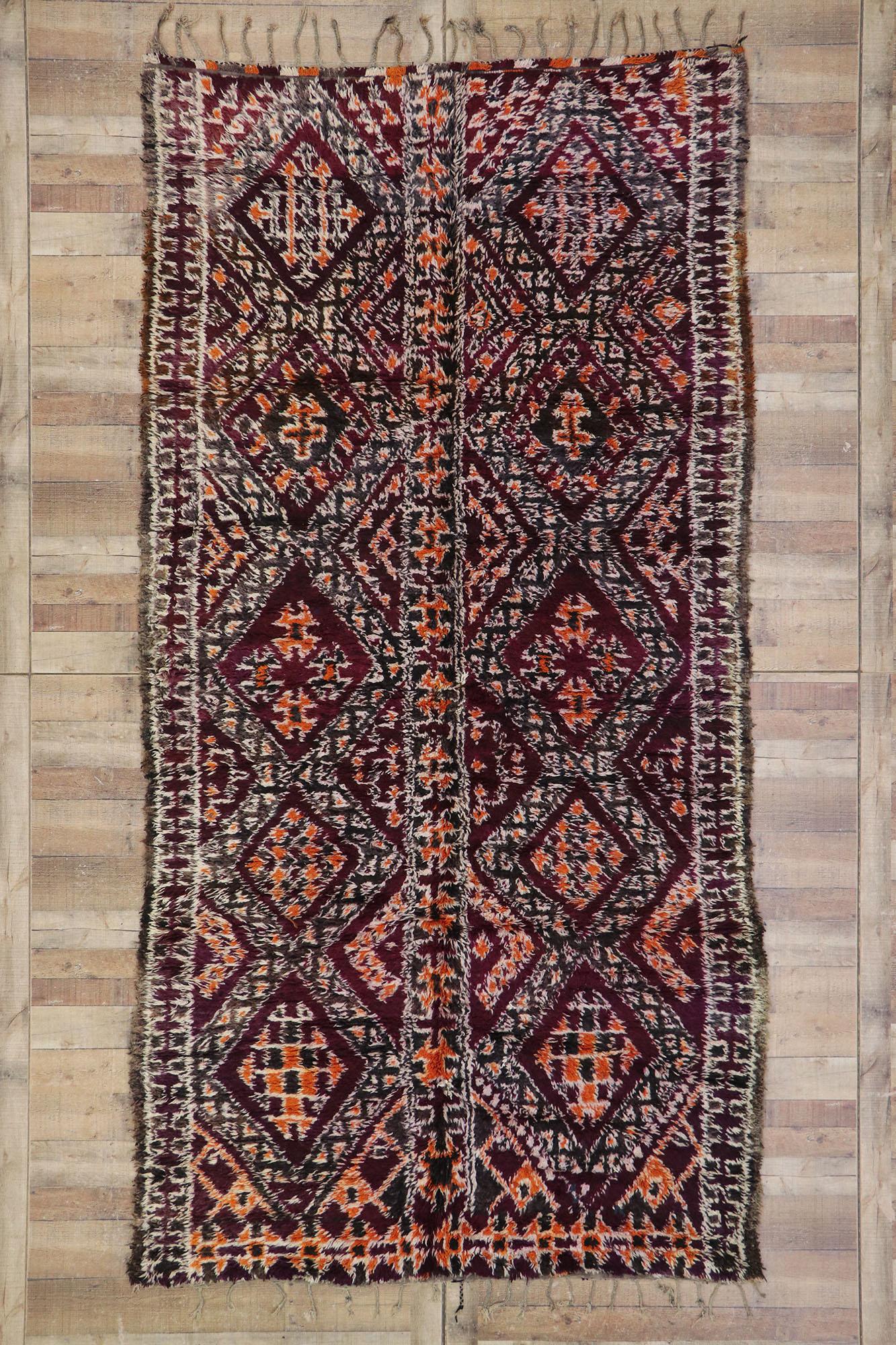 Vintage Berber Beni M'Guild Moroccan Rug with Bohemian Tribal Style For Sale 2