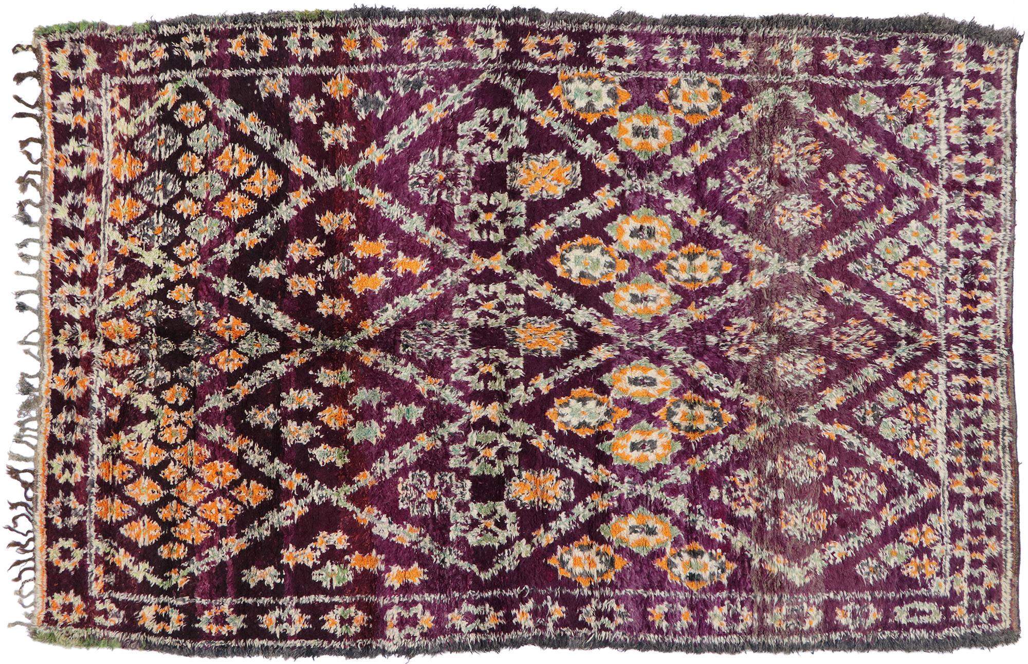 Vintage Berber Beni M'Guild Moroccan Rug with Bohemian Tribal Style For Sale 3