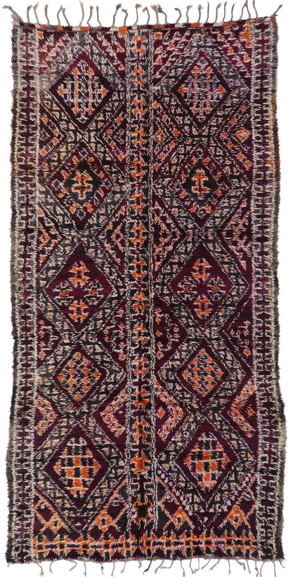 Vintage Berber Beni M'Guild Moroccan Rug with Bohemian Tribal Style For Sale 3
