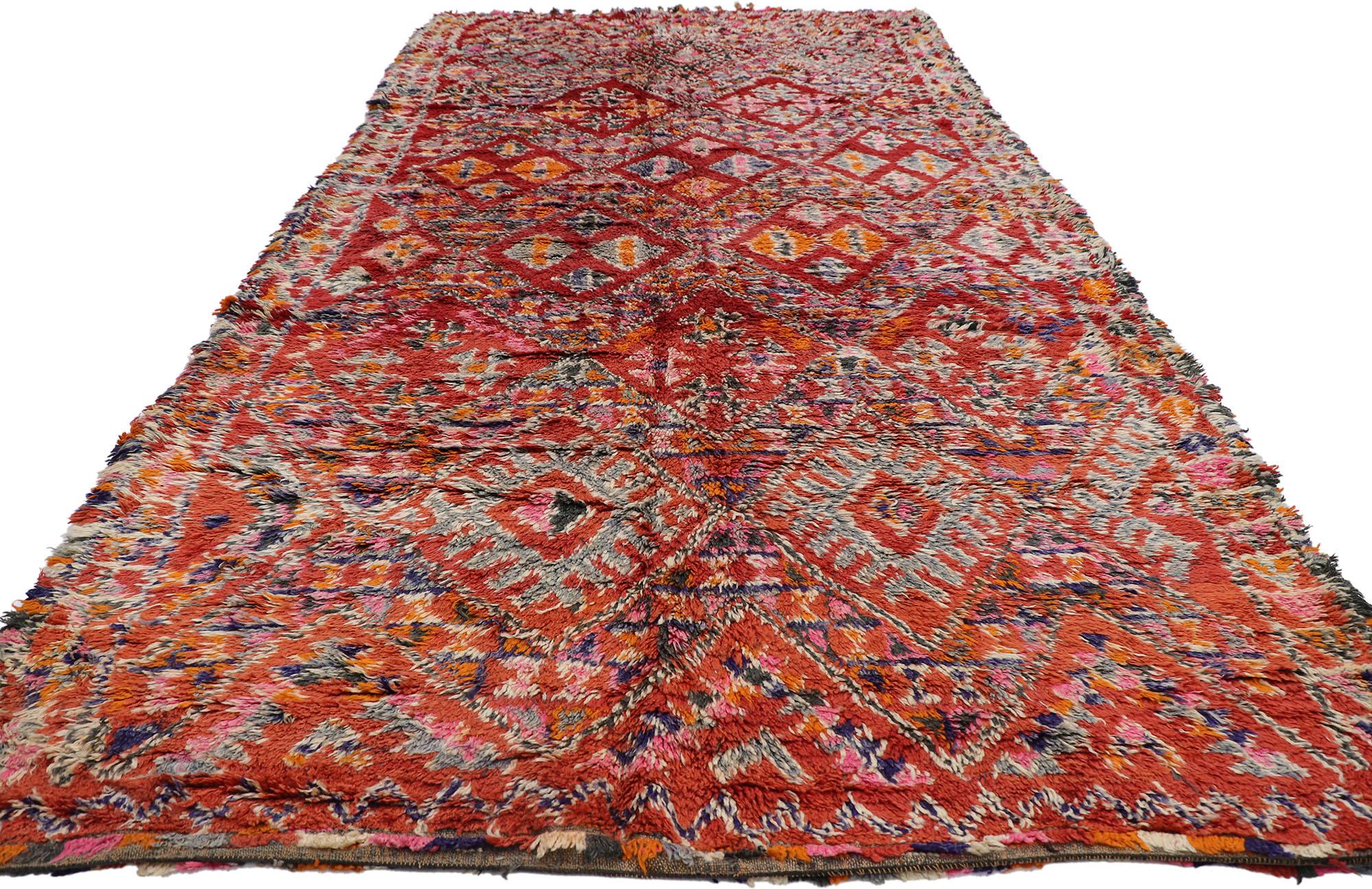 Hand-Knotted Vintage Berber Beni M'guild Moroccan Rug with Boho Chic Tribal Style