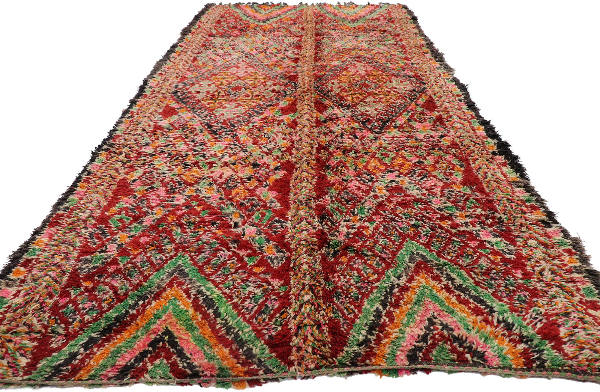 Hand-Knotted Vintage Berber Beni M'guild Moroccan Rug with Boho Chic Tribal Style For Sale