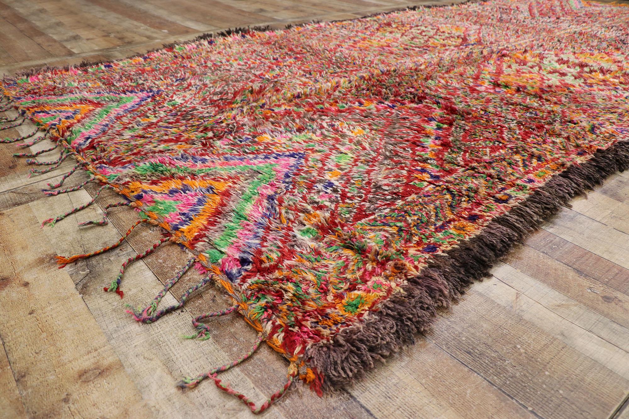 Wool Vintage Berber Beni M'Guild Moroccan Rug with Boho Chic Tribal Style For Sale