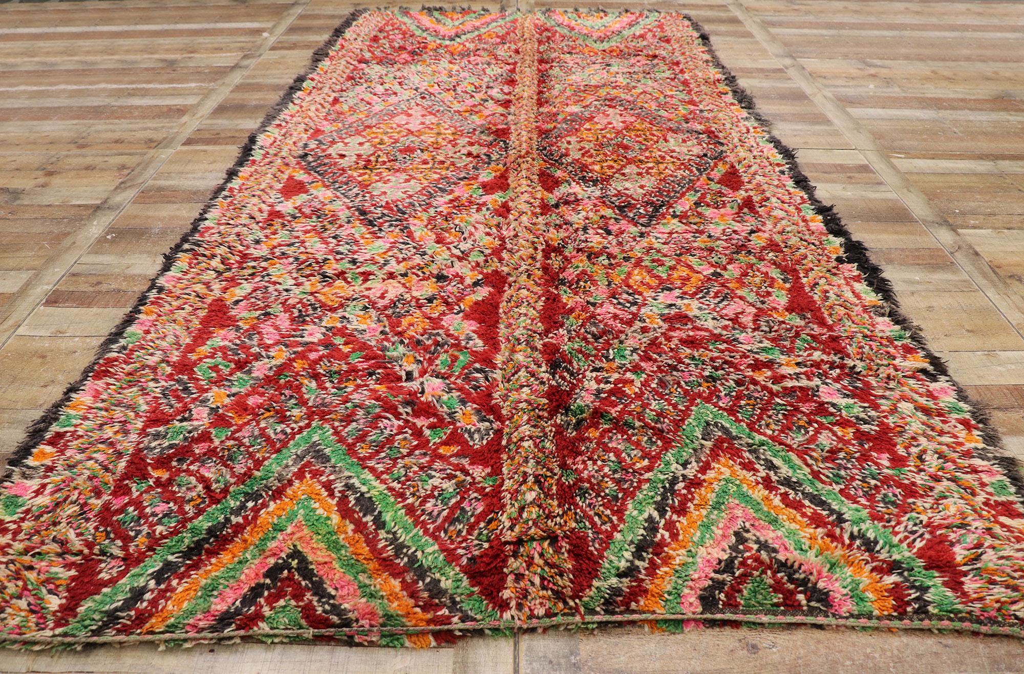Vintage Berber Beni M'guild Moroccan Rug with Boho Chic Tribal Style For Sale 1