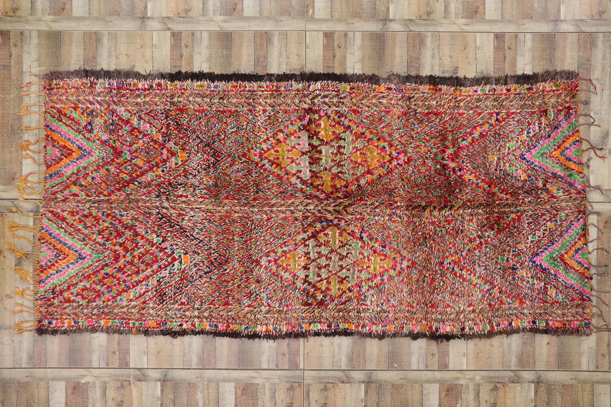Vintage Berber Beni M'Guild Moroccan Rug with Boho Chic Tribal Style For Sale 2