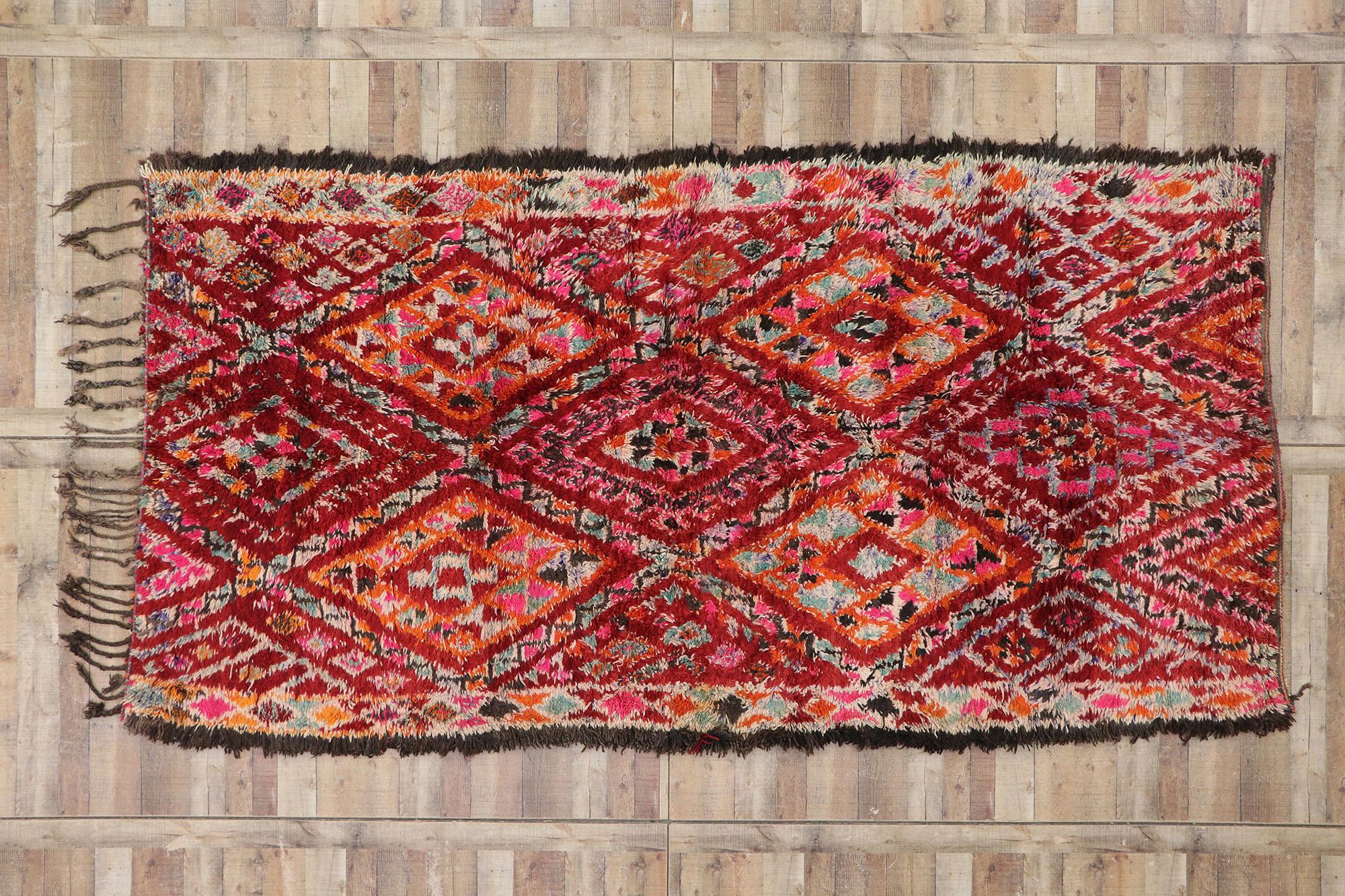 Vintage Berber Beni M'Guild Moroccan Rug with Boho Chic Tribal Style For Sale 2
