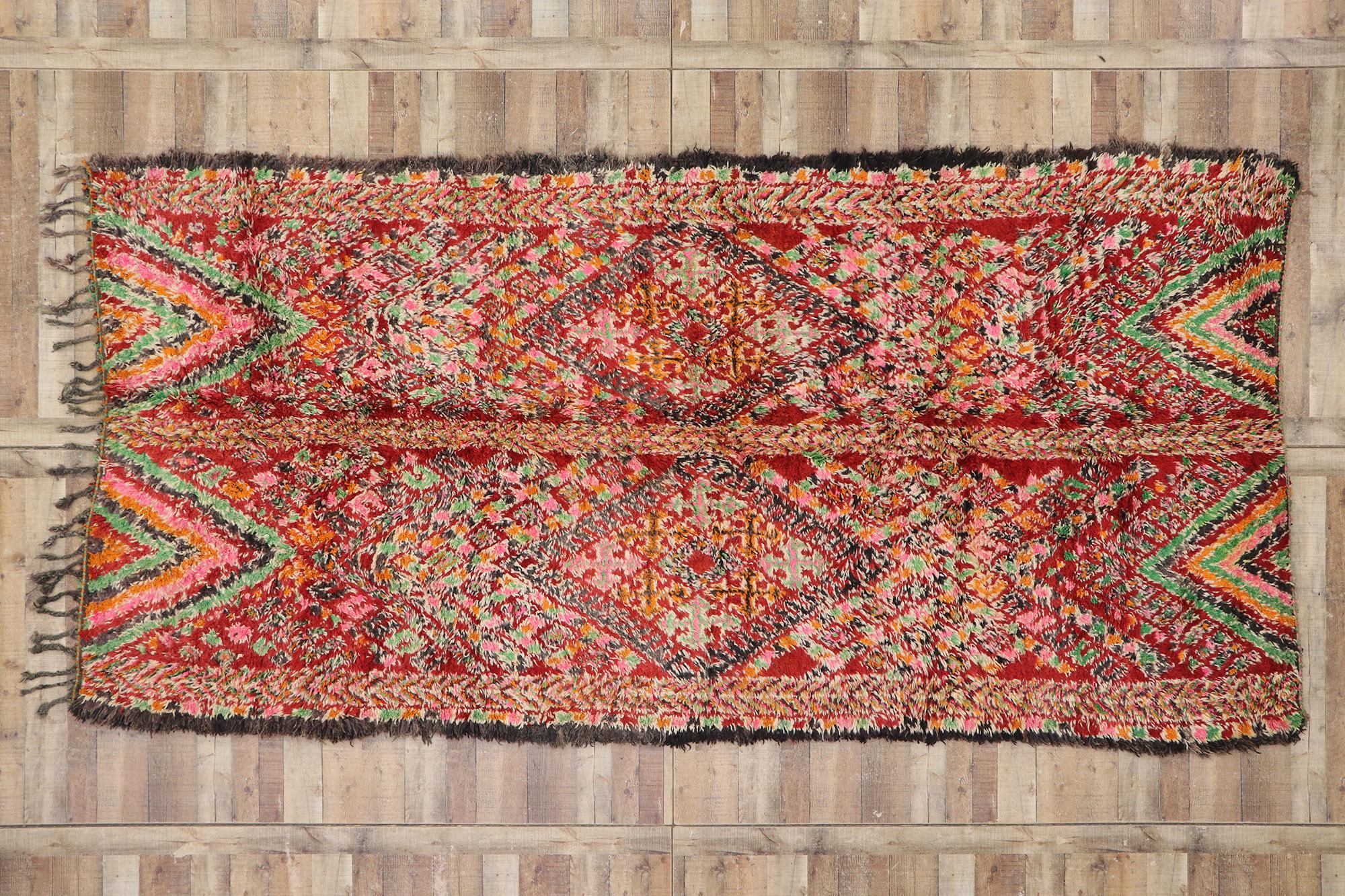 Vintage Berber Beni M'guild Moroccan Rug with Boho Chic Tribal Style For Sale 2