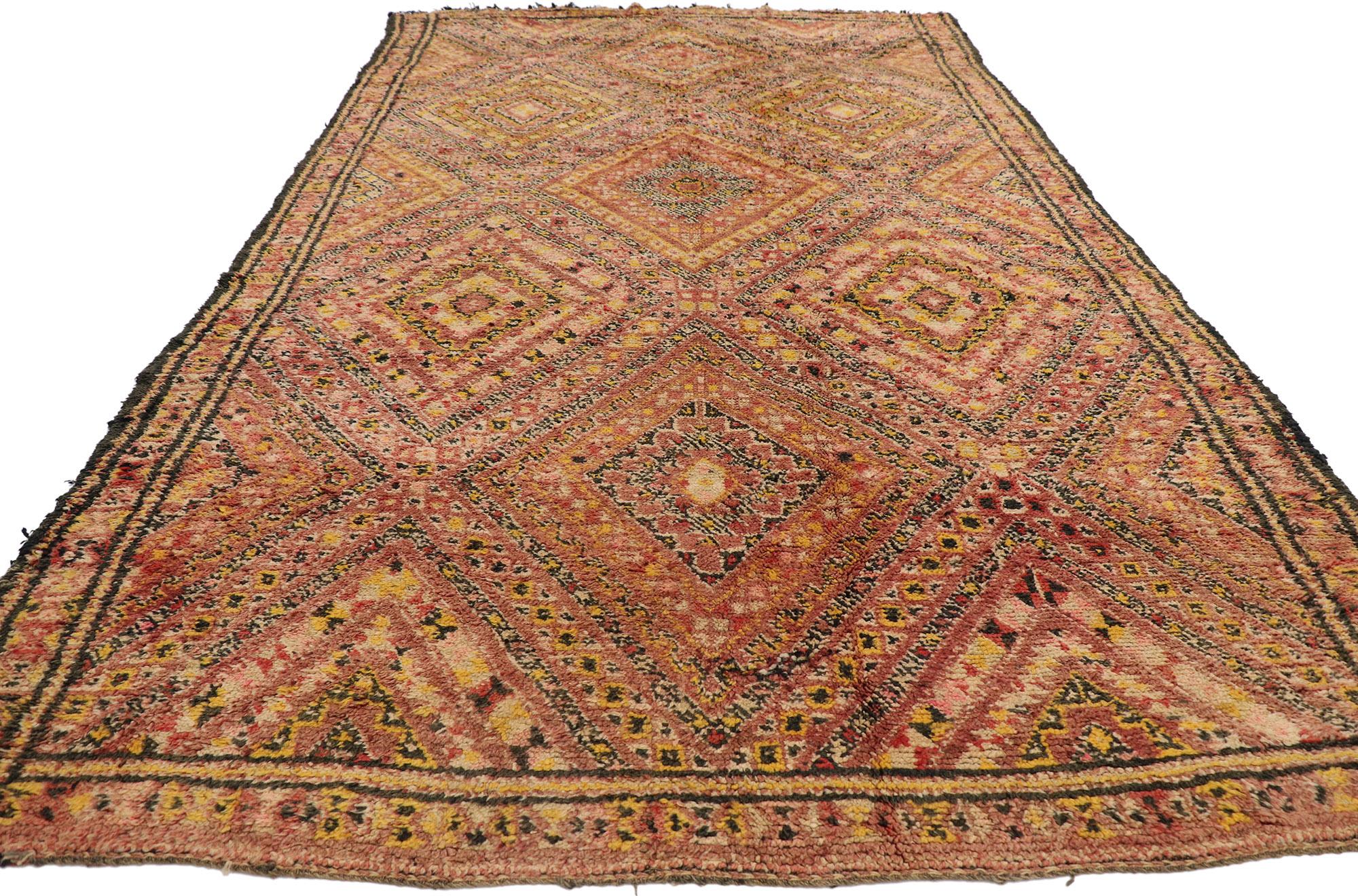 Hand-Knotted Vintage Berber Beni M'Guild Moroccan Rug with Mid-Century Modern Style For Sale