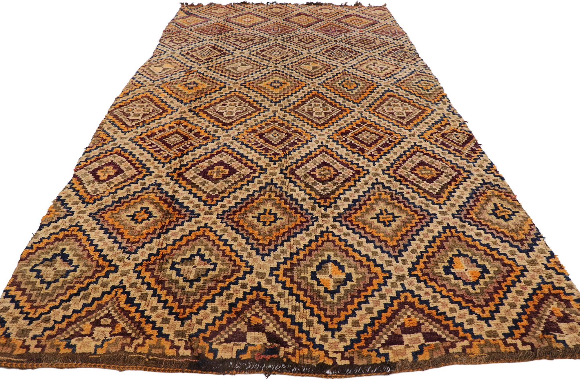 Bohemian 1980's Berber Beni M'Guild Moroccan Carpet with Modern Style For Sale