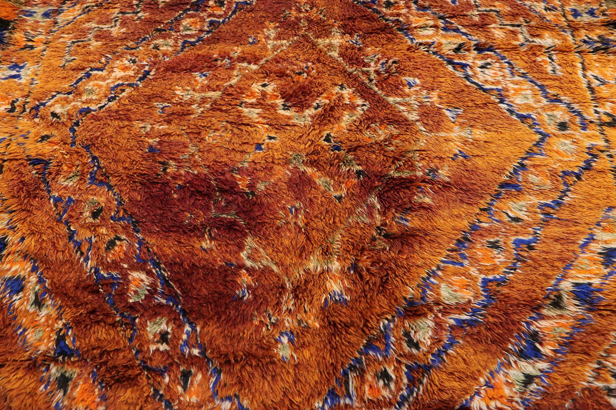 Hand-Knotted Vintage Berber Beni M'Guild Moroccan Rug with Mid-Century Modern Style For Sale