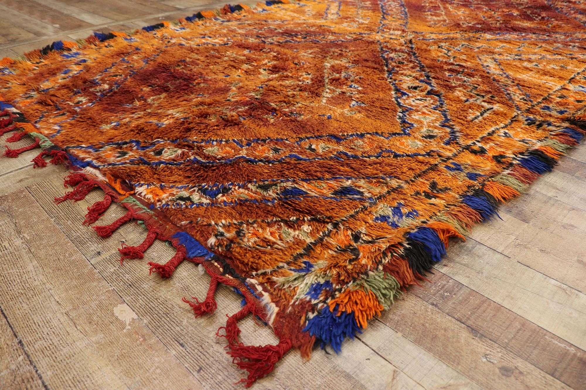 20th Century Vintage Berber Beni M'Guild Moroccan Rug with Mid-Century Modern Style For Sale