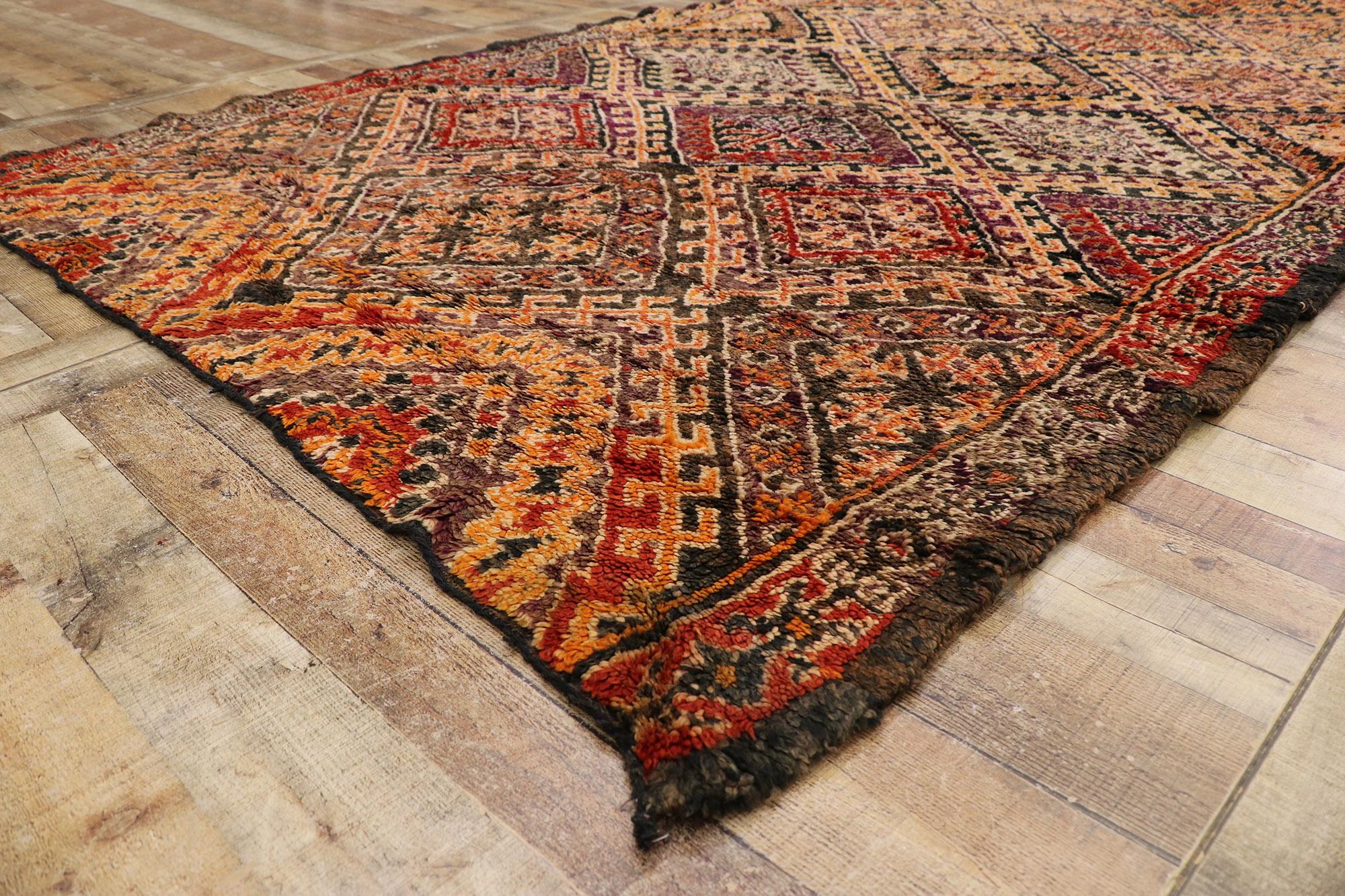 20th Century Vintage Berber Beni M'Guild Moroccan Rug with Mid-Century Modern Style For Sale