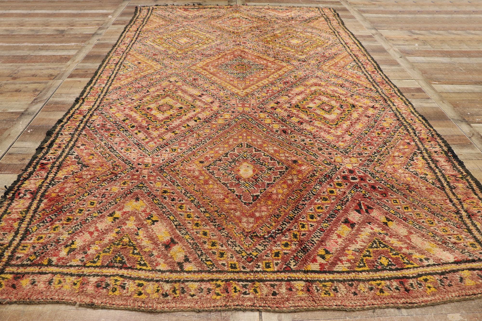 Vintage Berber Beni M'Guild Moroccan Rug with Mid-Century Modern Style For Sale 1