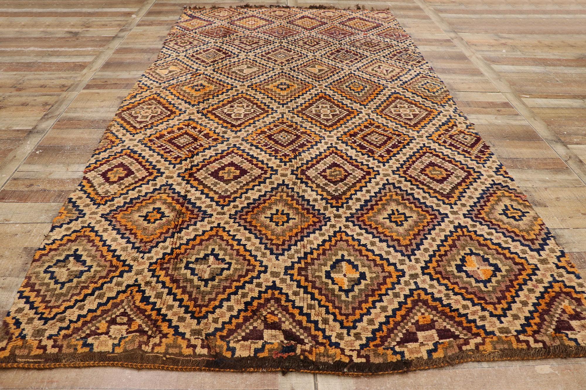 Wool 1980's Berber Beni M'Guild Moroccan Carpet with Modern Style For Sale