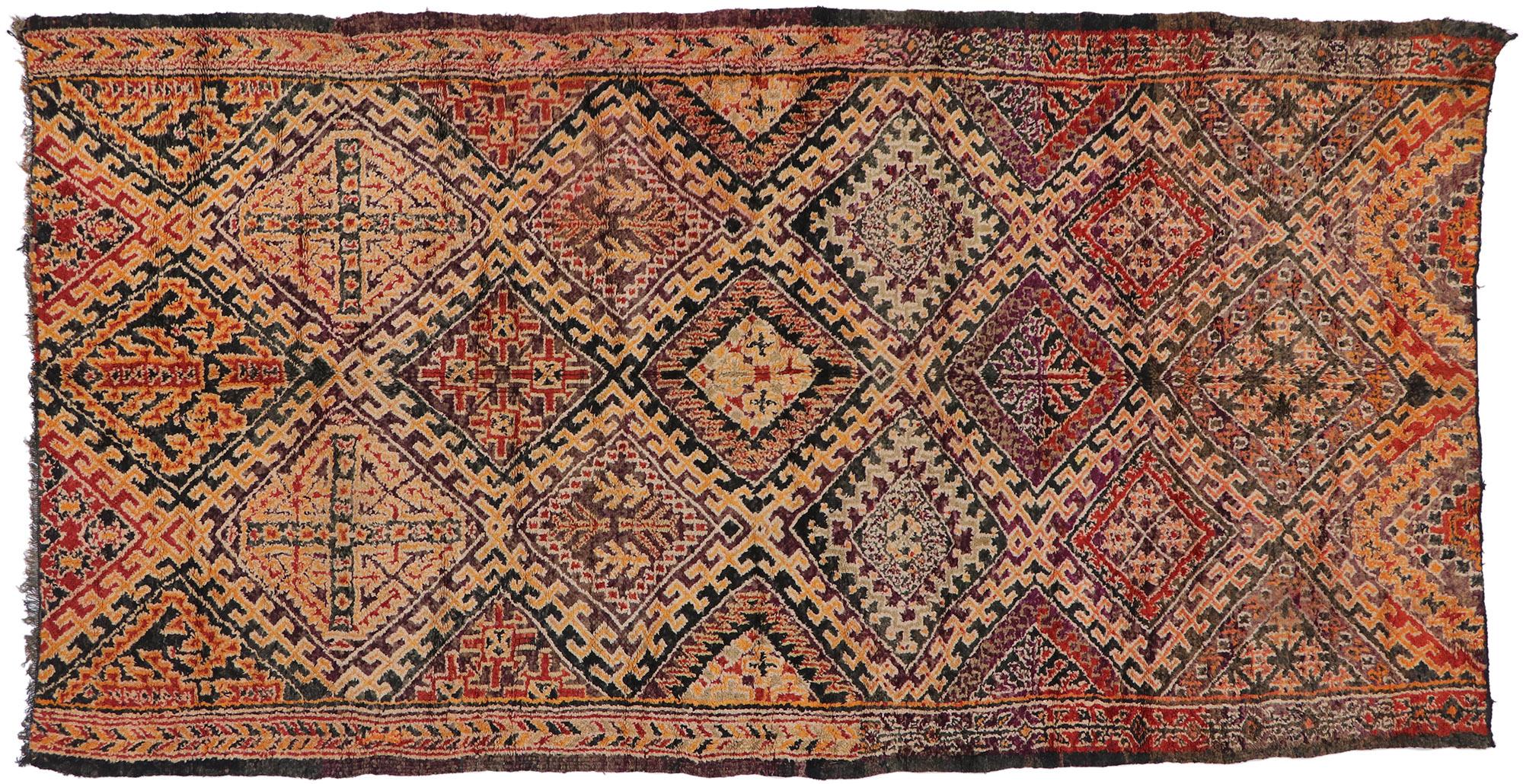 Vintage Berber Beni M'Guild Moroccan Rug with Mid-Century Modern Style For Sale 2