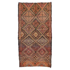 Vintage Berber Beni M'Guild Moroccan Rug with Mid-Century Modern Style
