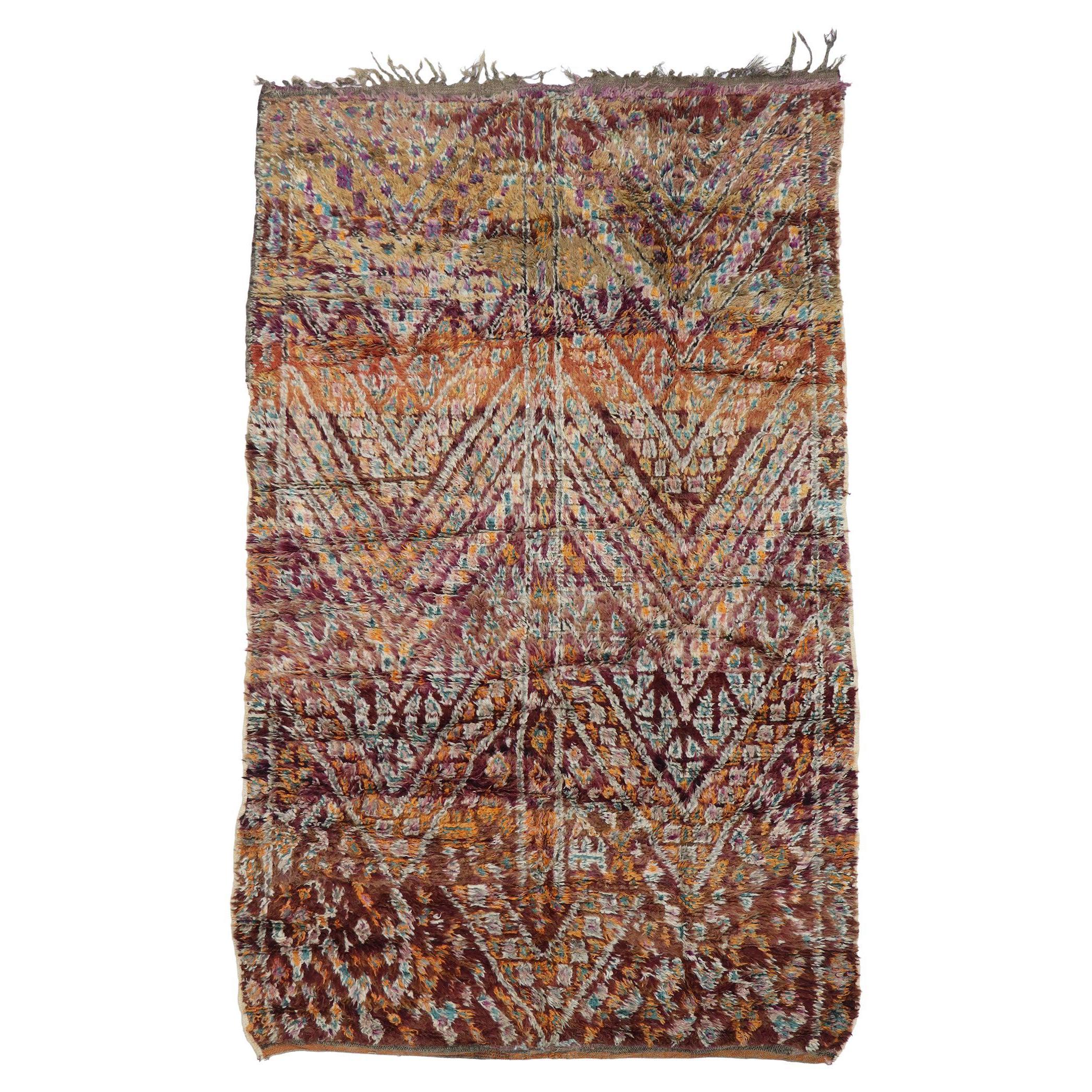 Vintage Beni Ourain Moroccan Rug in MidCentury Modern Style For Sale at 1stDibs