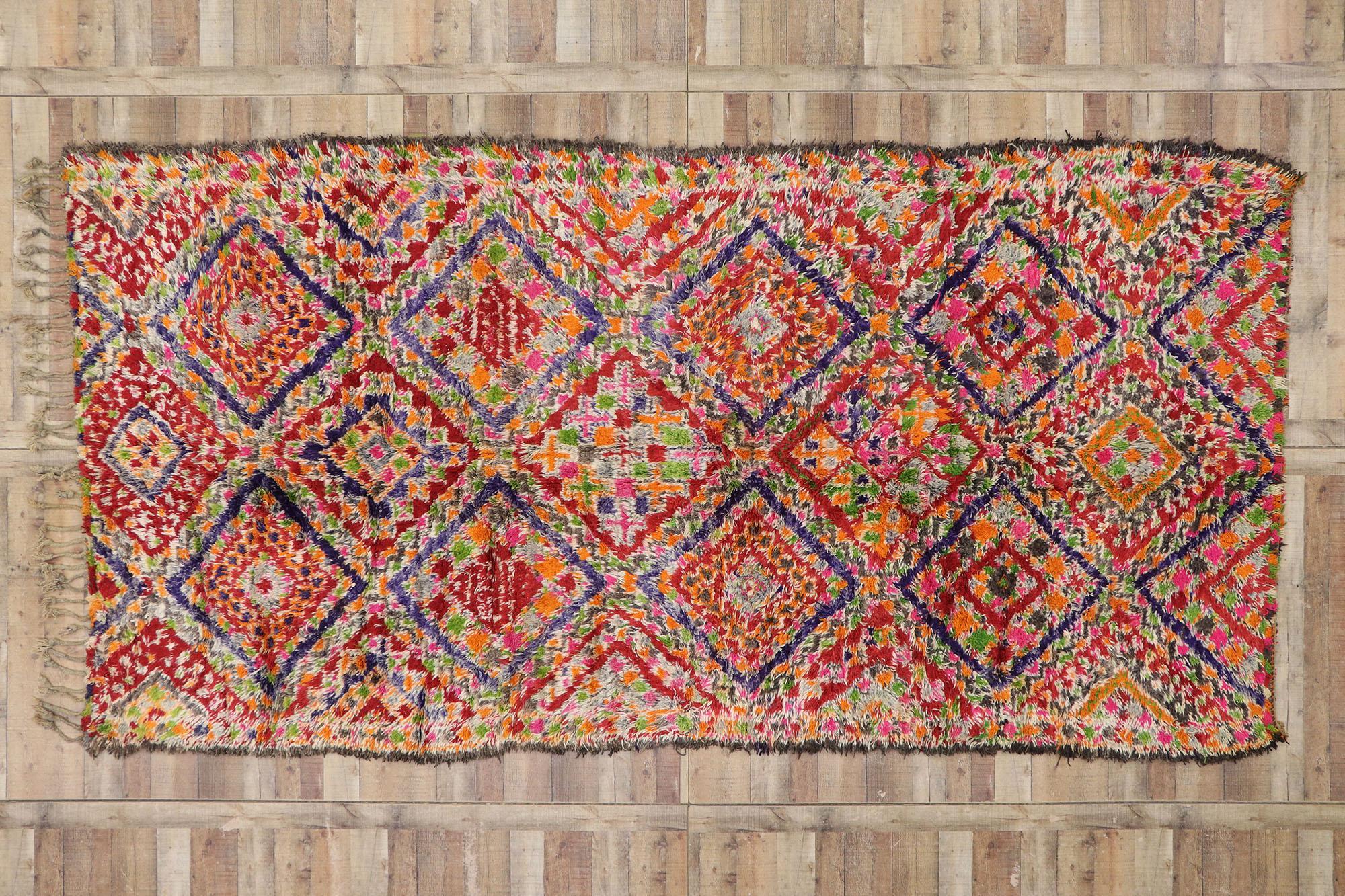 Vintage Berber Beni M'Guild Moroccan Rug with Mid-Century Modern Tribal Style For Sale 2