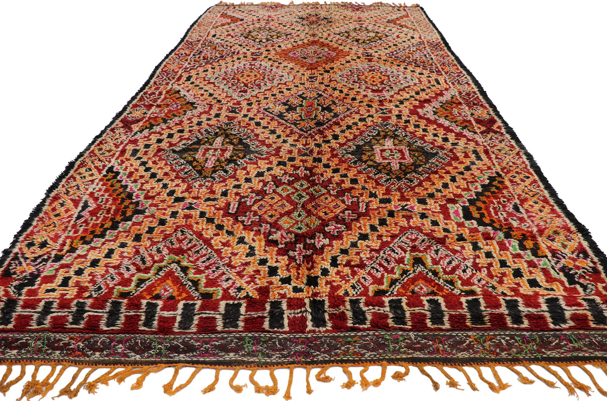 Hand-Knotted Vintage Berber Beni M'Guild Moroccan Rug with Tribal Style For Sale