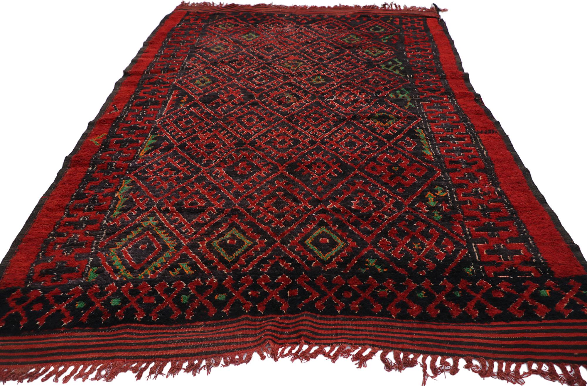 Bohemian 1960's Berber Beni M'Guild Moroccan Carpet with Tribal Style For Sale