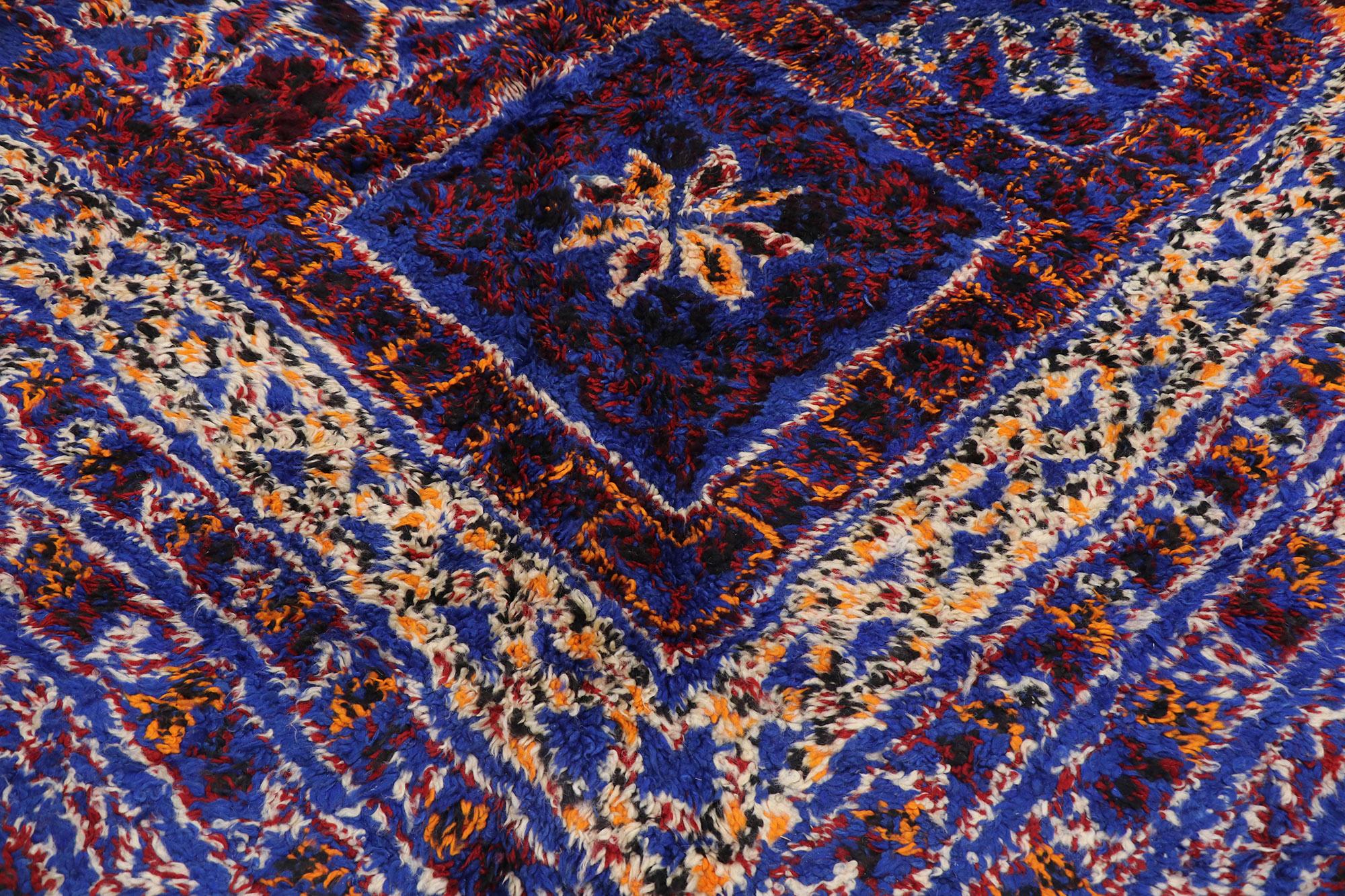 Vintage Berber Beni M'Guild Moroccan Rug with Tribal Style In Good Condition In Dallas, TX