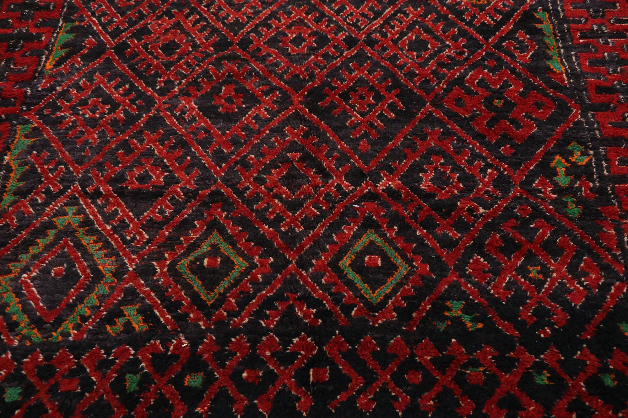 Hand-Knotted 1960's Berber Beni M'Guild Moroccan Carpet with Tribal Style For Sale